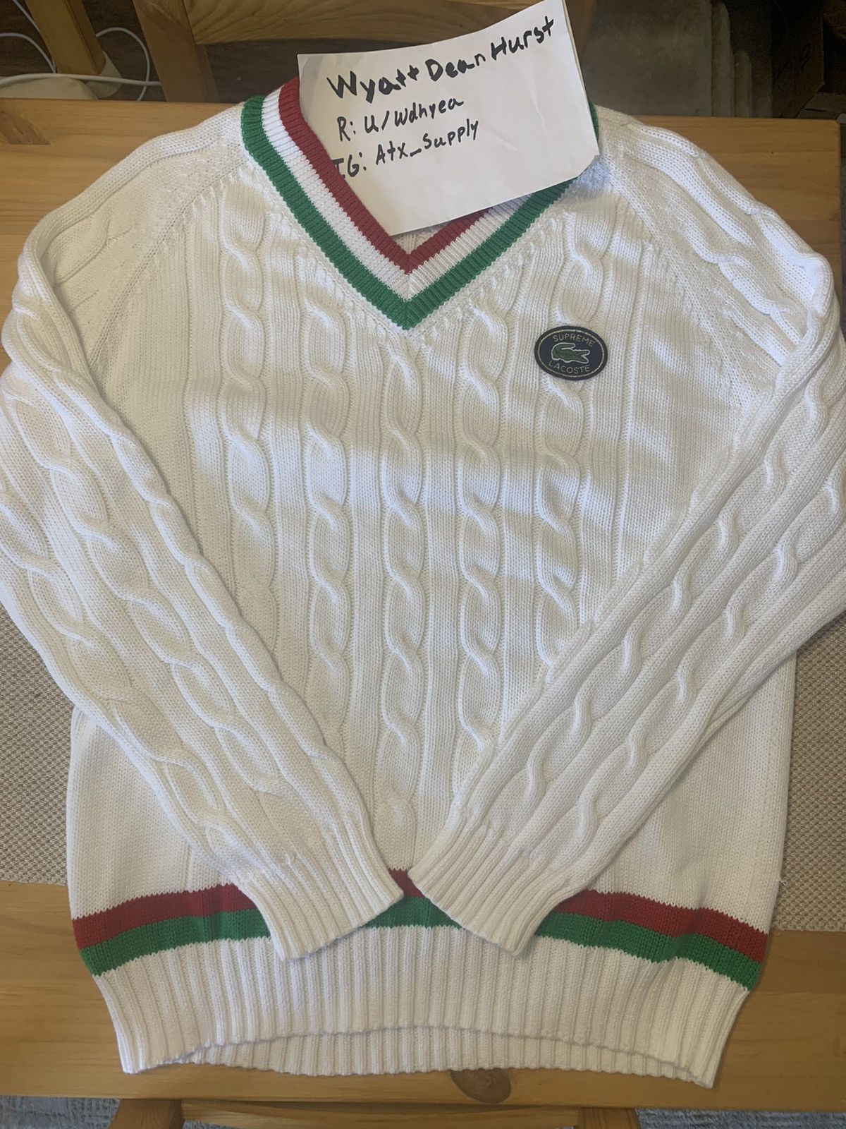 トップス SUPREME 17SS LACOSTE Tennis Sweater XL Supreme Lacoste Tennis Sweater Black/White S/S 17 | eBay