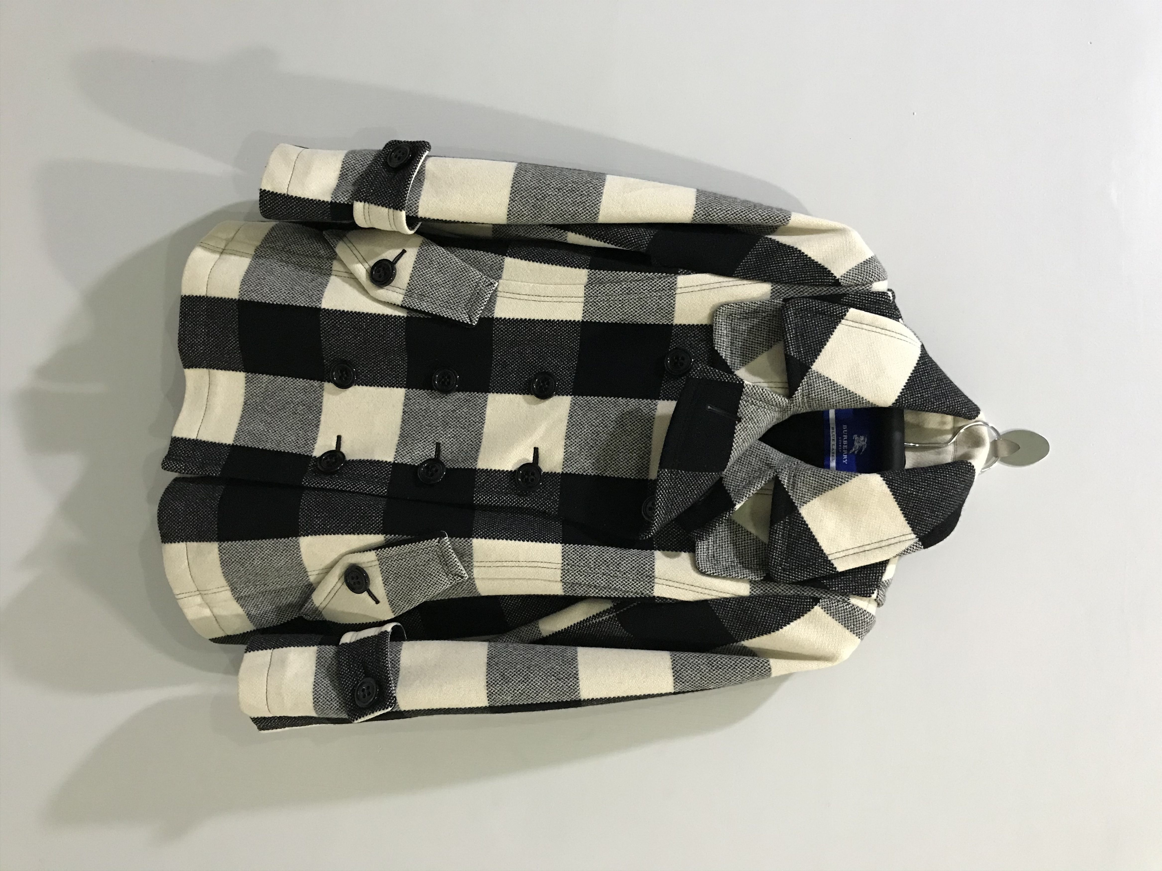 image of 2-Oc4- Women! Burberry Blue Label Plaid Peacot in Black White, Women's (Size XS)