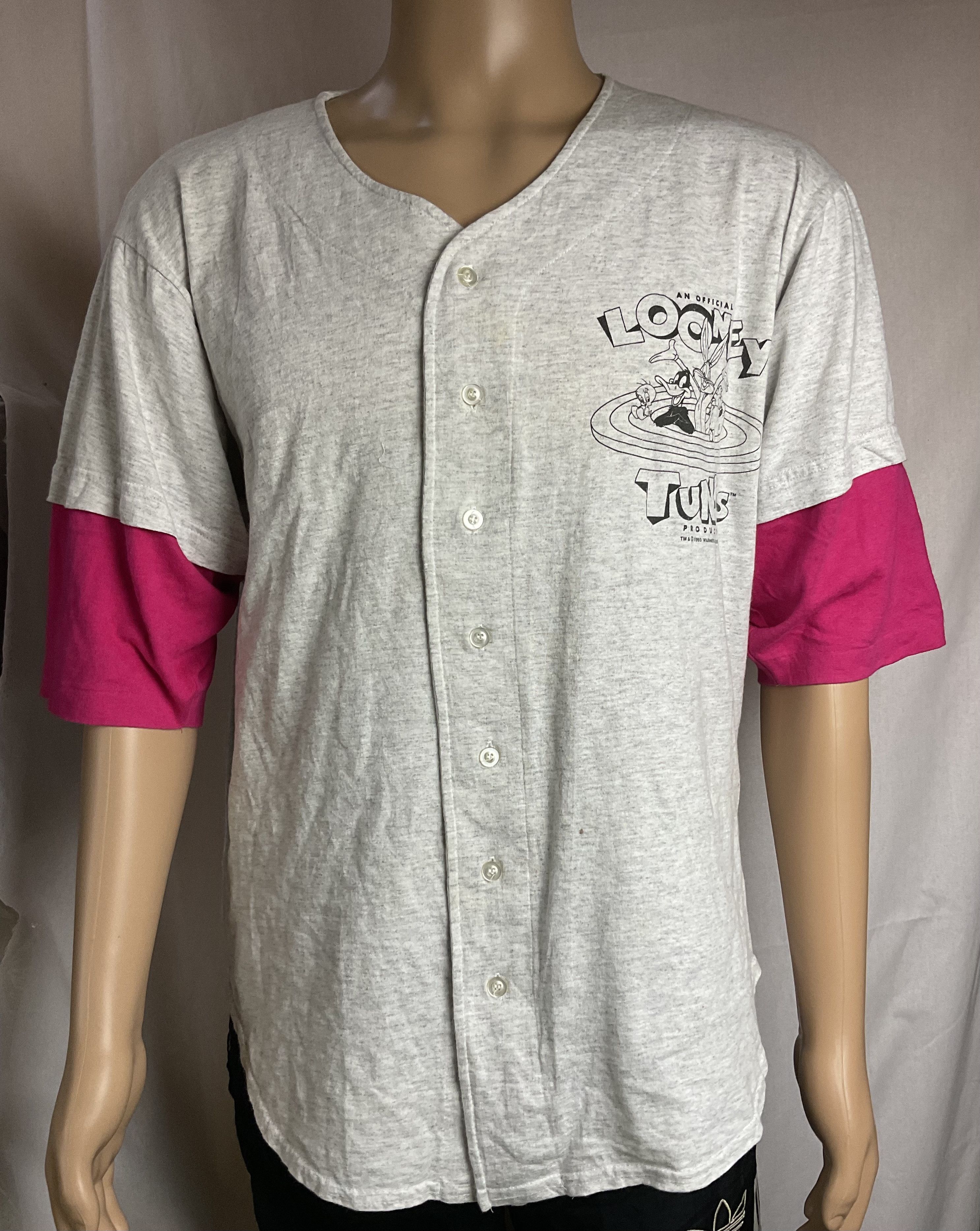 Disney Vintage 1993 Looney Tunes Characters Baseball Jersey Button Size US L / EU 52-54 / 3 - 3 Thumbnail