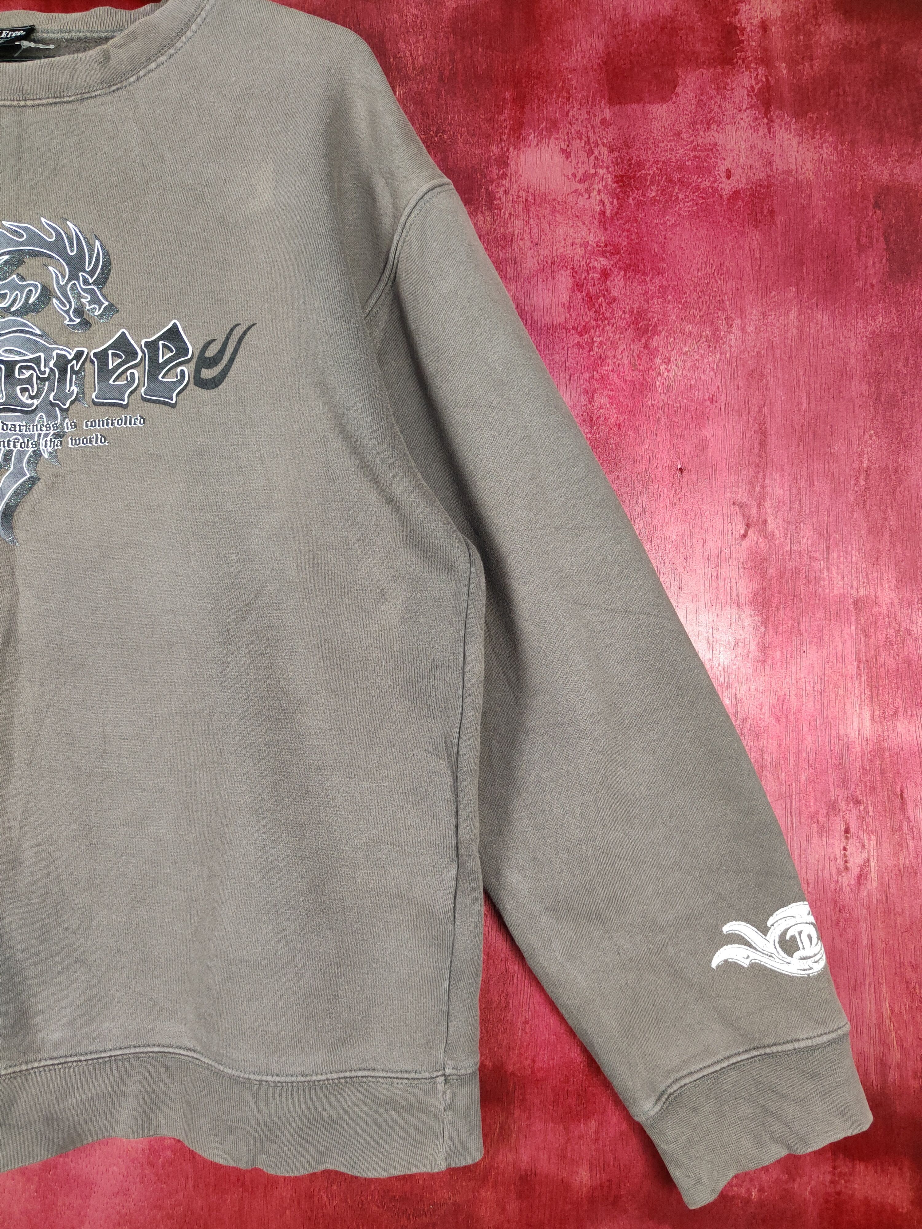Japanese Brand DJ Free® Dragon faded Gray Sweater #4951 Size US M / EU 48-50 / 2 - 6 Thumbnail