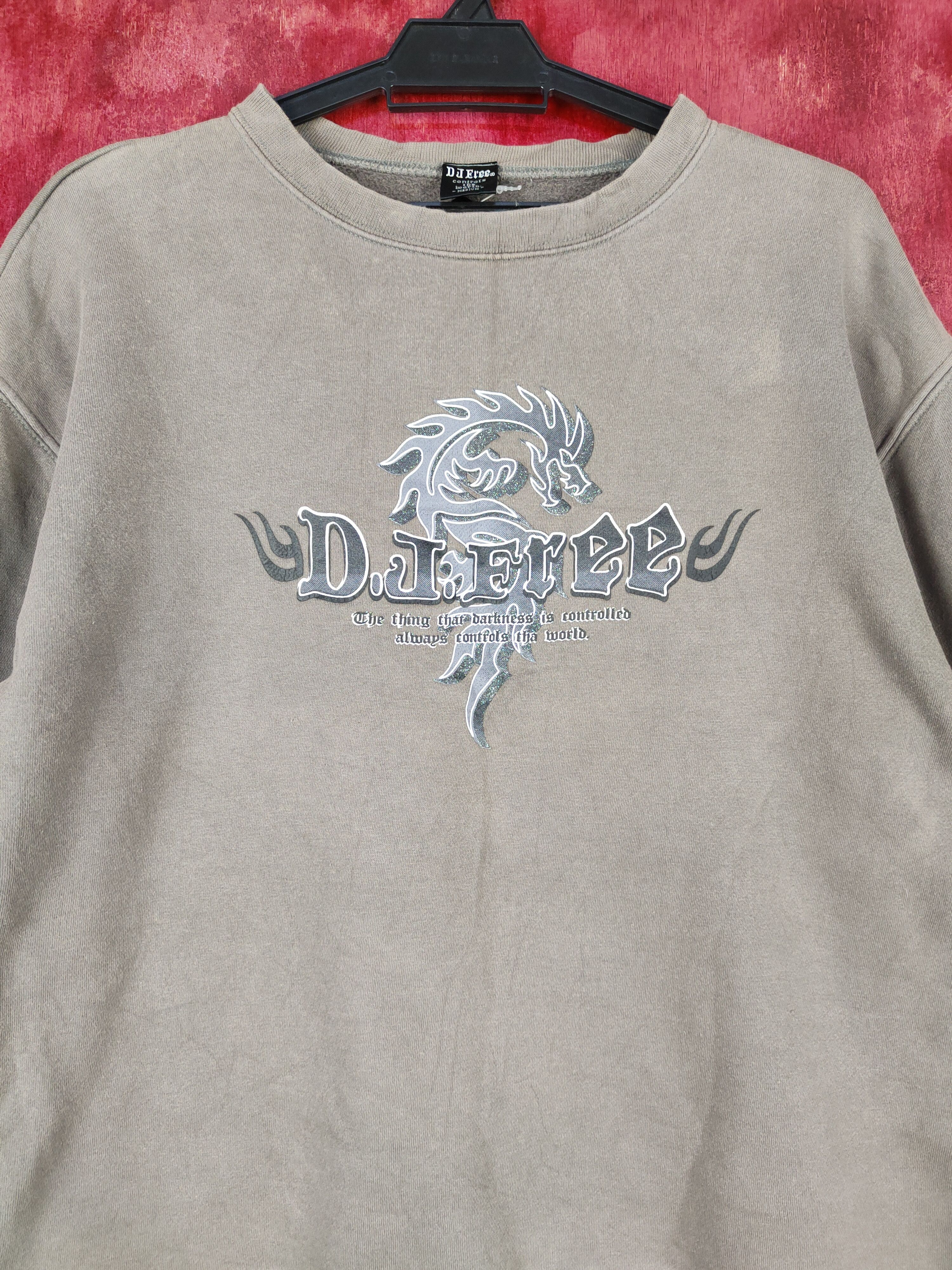 Japanese Brand DJ Free® Dragon faded Gray Sweater #4951 Size US M / EU 48-50 / 2 - 2 Thumbnail