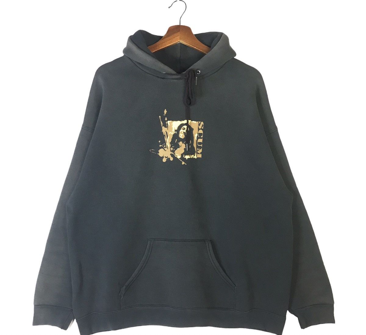 90s Scum ft Bob Marley Reggae Distressed Hoodie