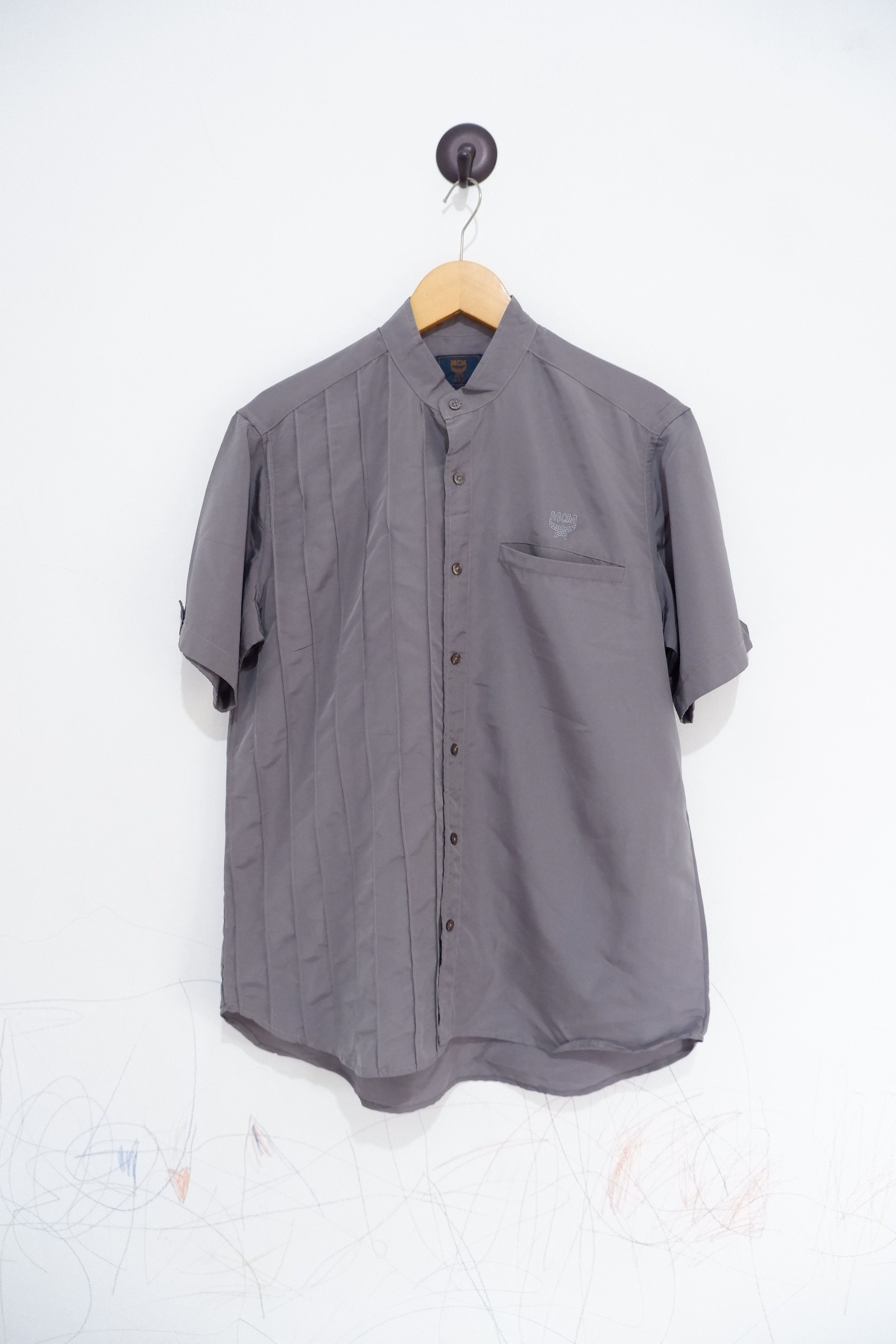 Vintage MCM OTC Silk Colarless Button Shirt