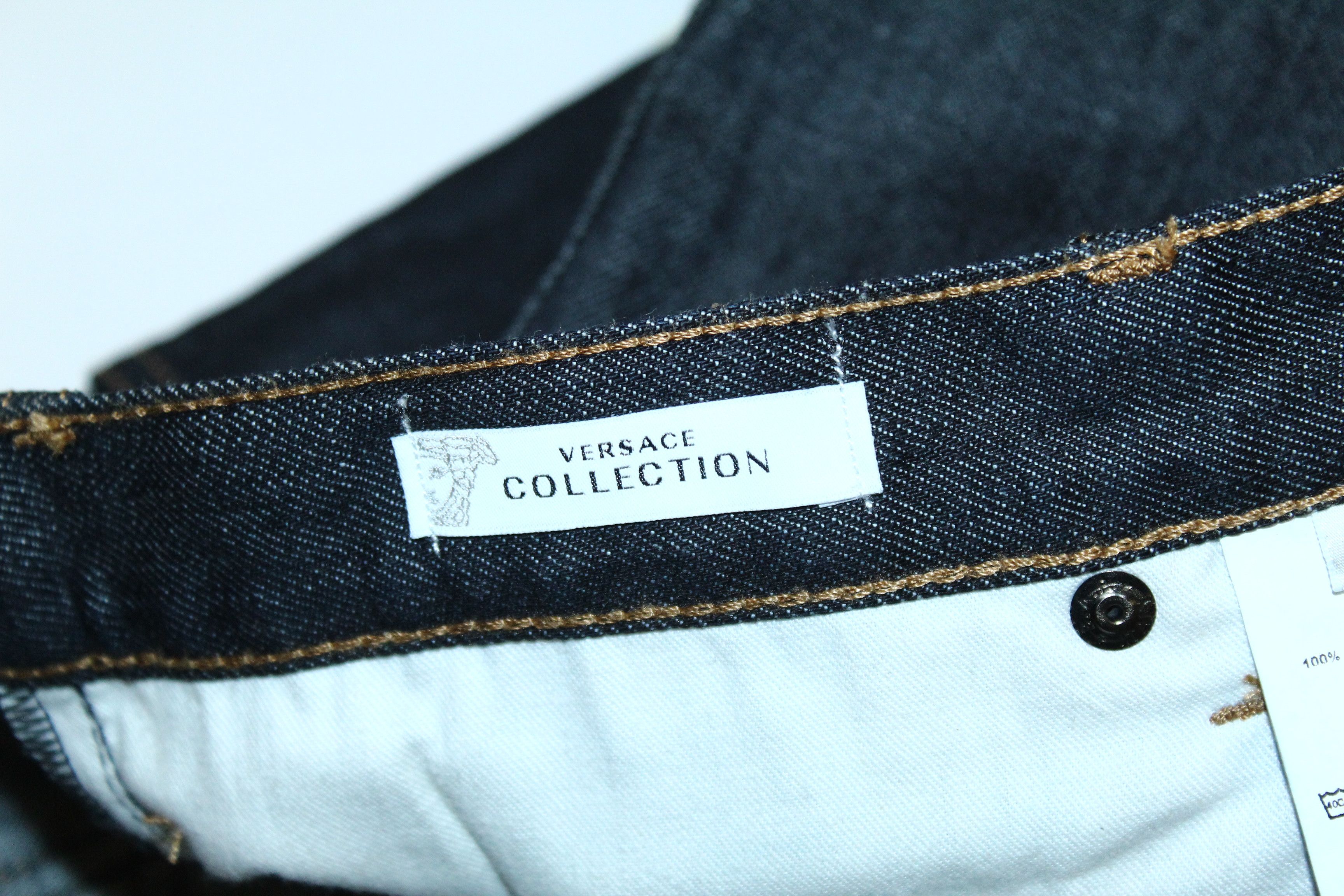 Versace Versace Collection Trend Dark Blue Raw Denim Straight Jeans Size US 31 - 6 Thumbnail