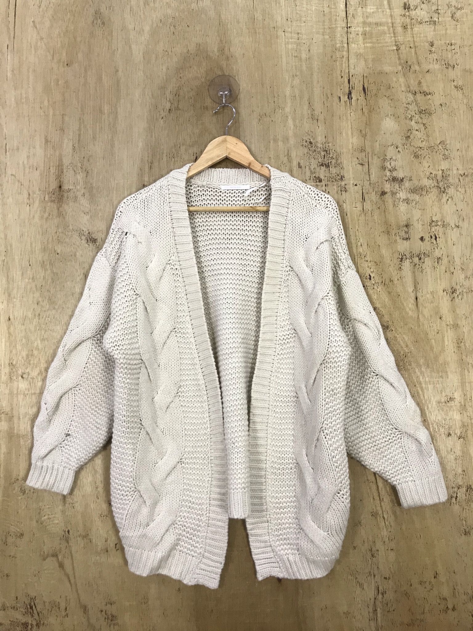 Retro Girl Twist Cable Open Knit Cardigan