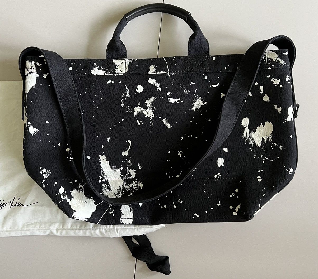 3.1 Phillip Lim 3.1 Phillip Lim Mens Black Paint Splatter Canvas Tote Bag Size ONE SIZE - 5 Thumbnail