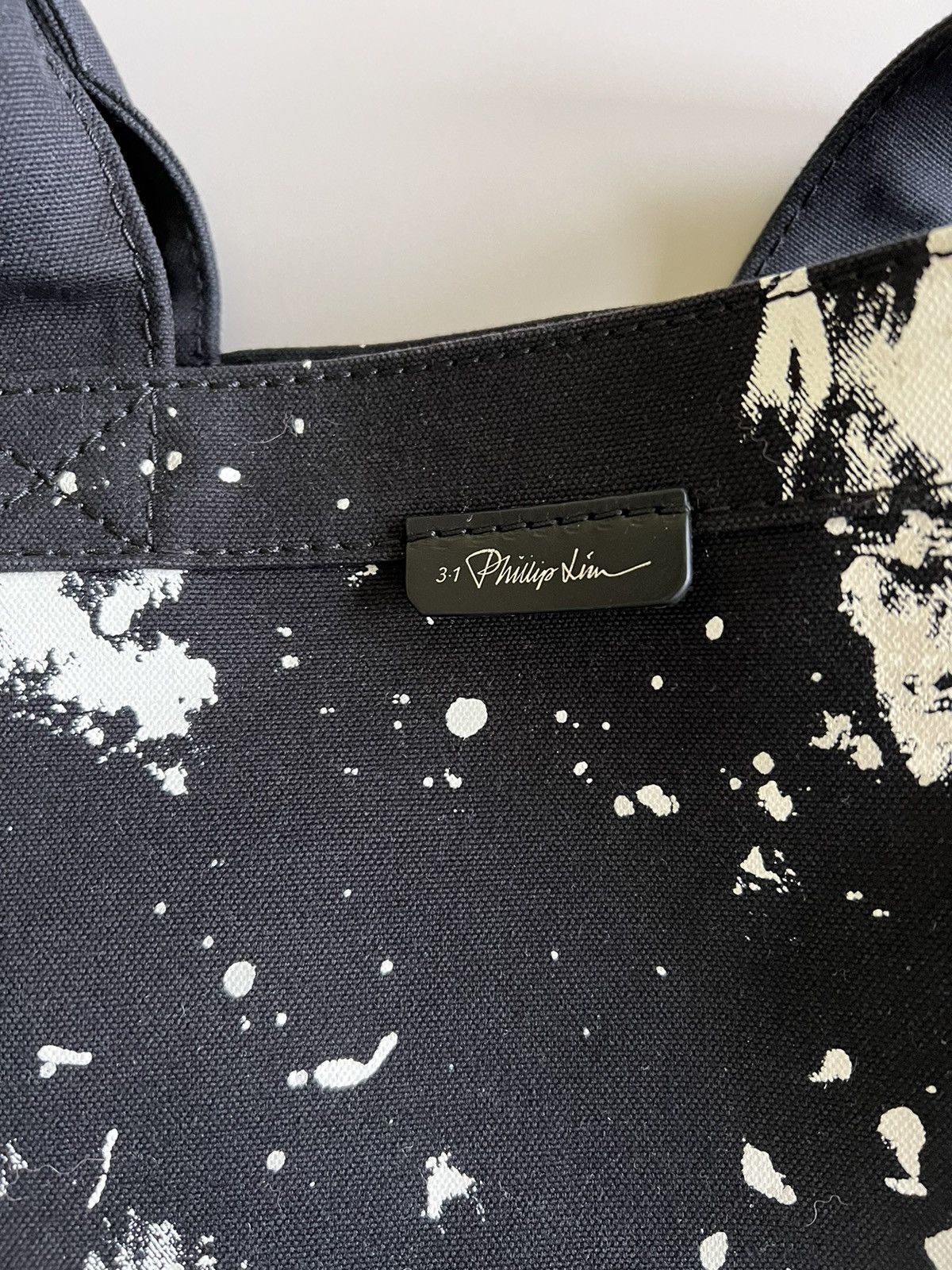 3.1 Phillip Lim 3.1 Phillip Lim Mens Black Paint Splatter Canvas Tote Bag Size ONE SIZE - 2 Thumbnail