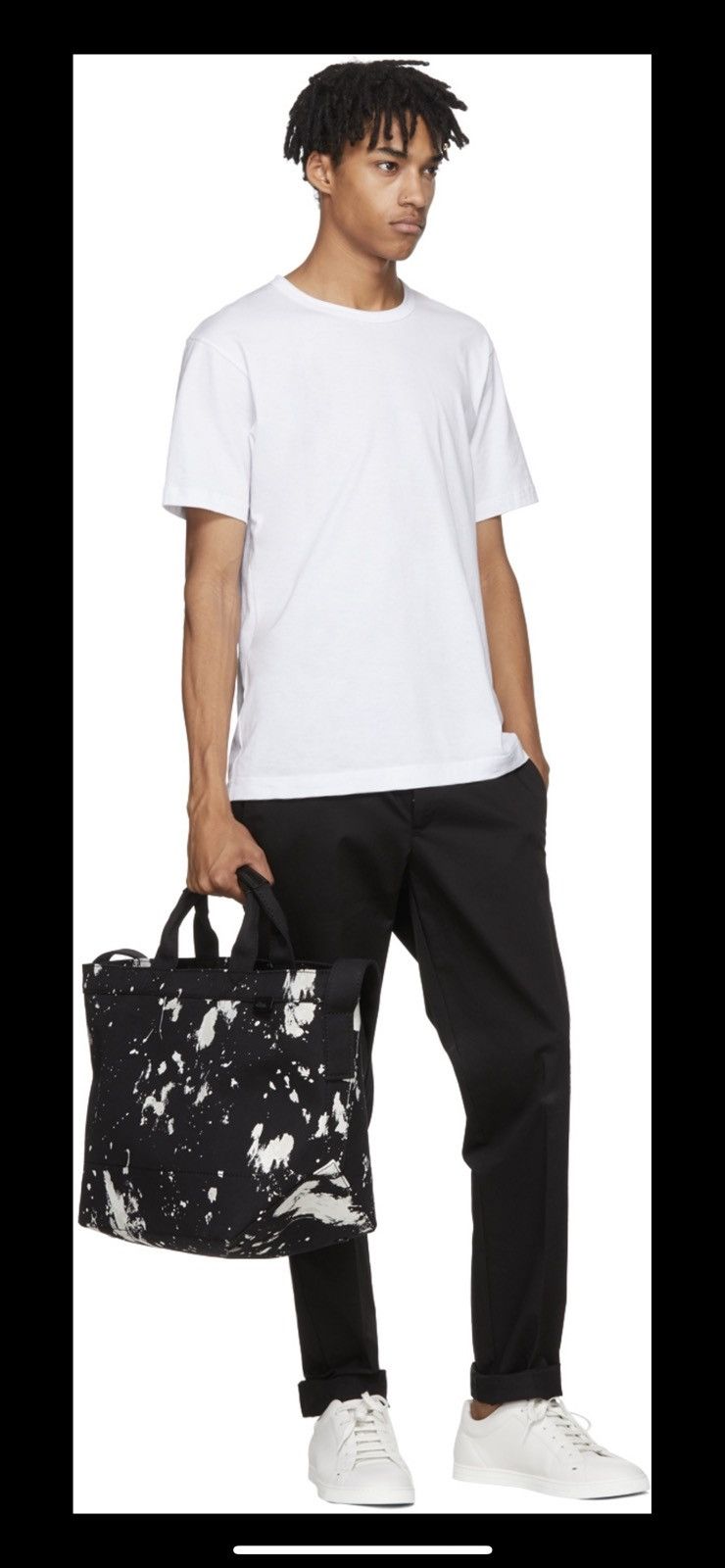 3.1 Phillip Lim 3.1 Phillip Lim Mens Black Paint Splatter Canvas Tote Bag Size ONE SIZE - 8 Thumbnail