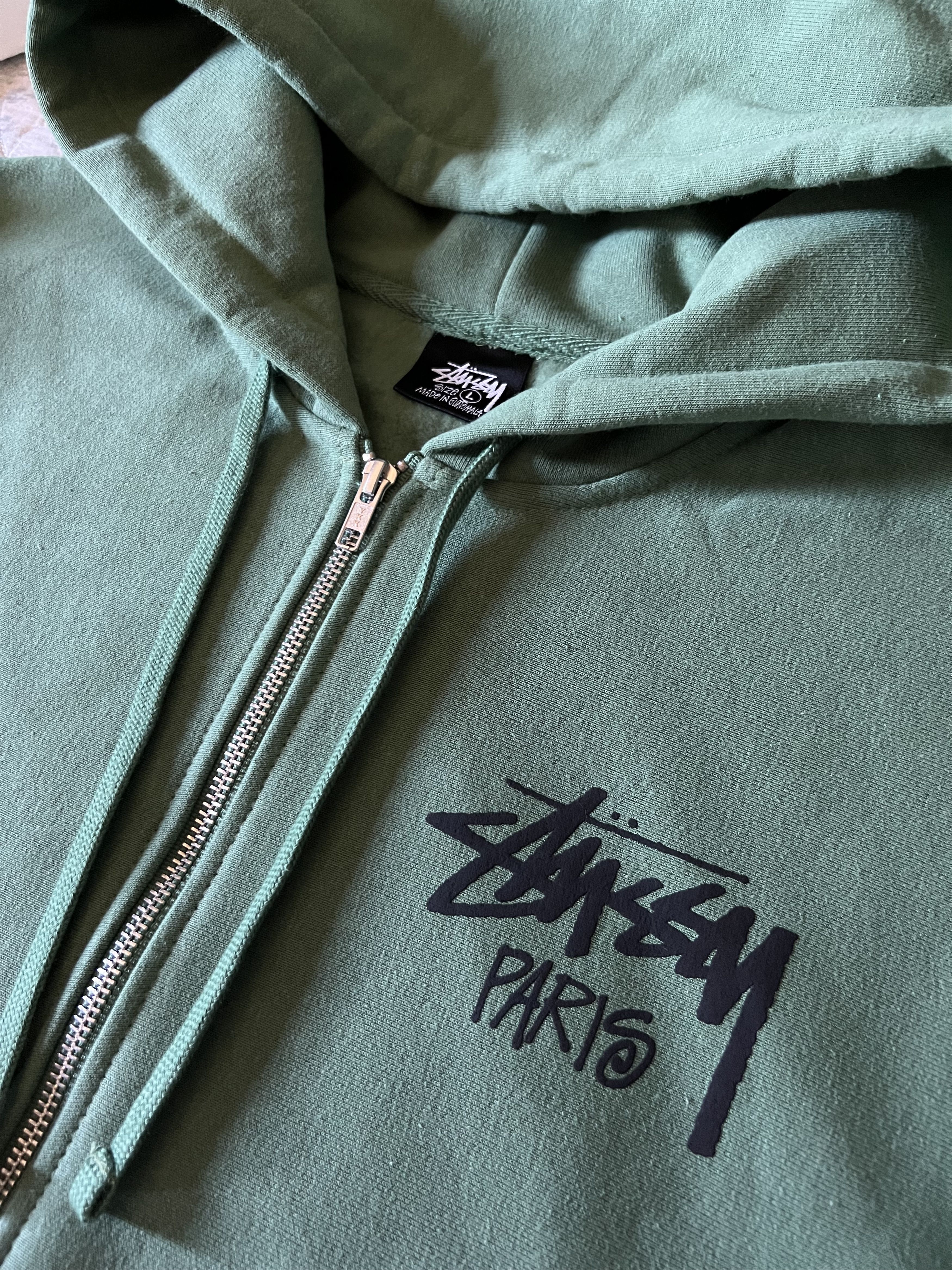Rare × Streetwear × Stussy Green Stussy Paris Zip Hoodie Rare × Streetwear × Stussy Green Stussy Paris Zip Hoodie