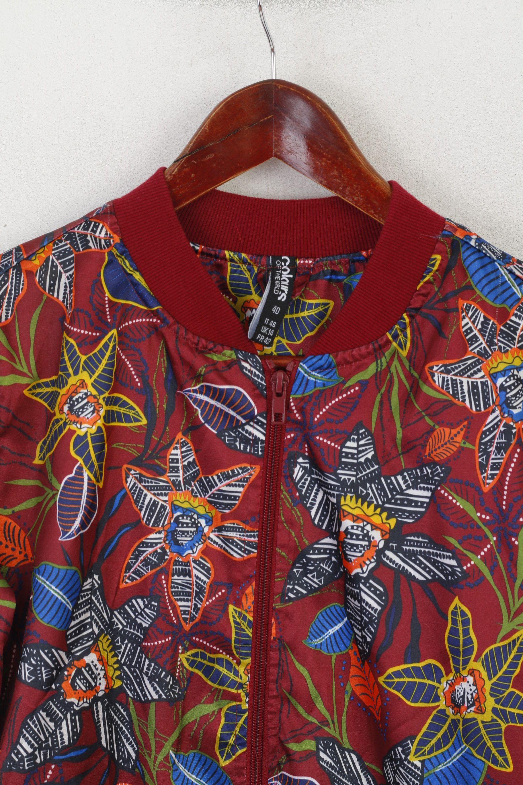The Unbranded Brand Colours of the world Women 14 42 M Bomber Jacket Maroon 0879 Size M / US 6-8 / IT 42-44 - 3 Thumbnail
