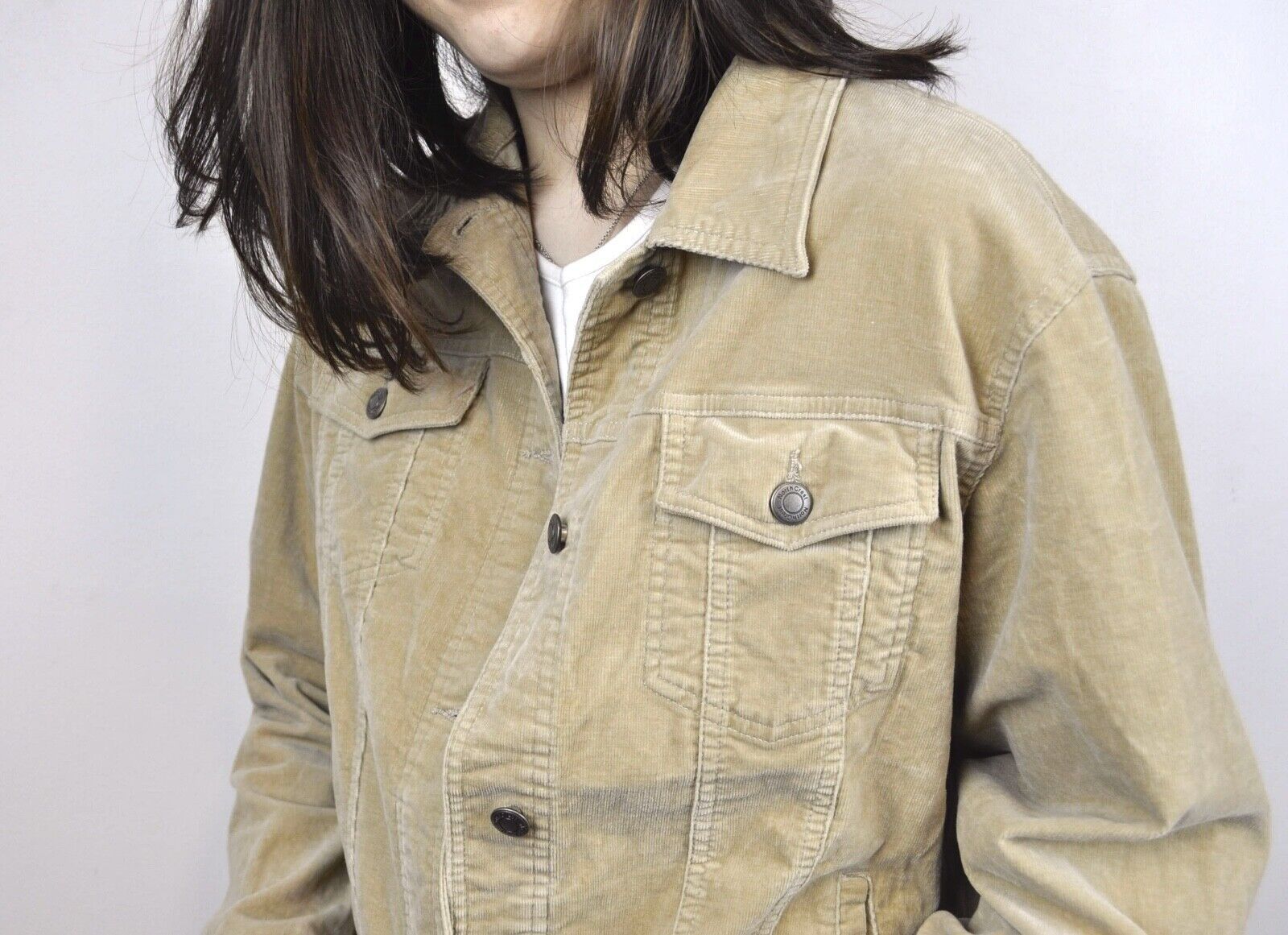 Vintage Women's UK 14 16 Corduroy Jacket Soft Cord Blazer Coat Size L / US 10 / IT 46 - 5 Thumbnail
