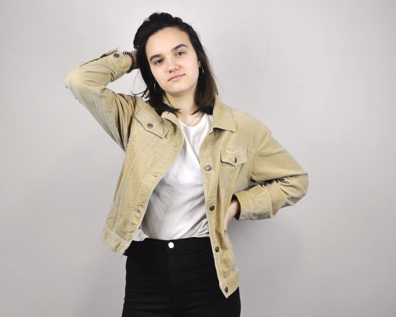 Vintage Women's UK 14 16 Corduroy Jacket Soft Cord Blazer Coat Size L / US 10 / IT 46 - 3 Thumbnail