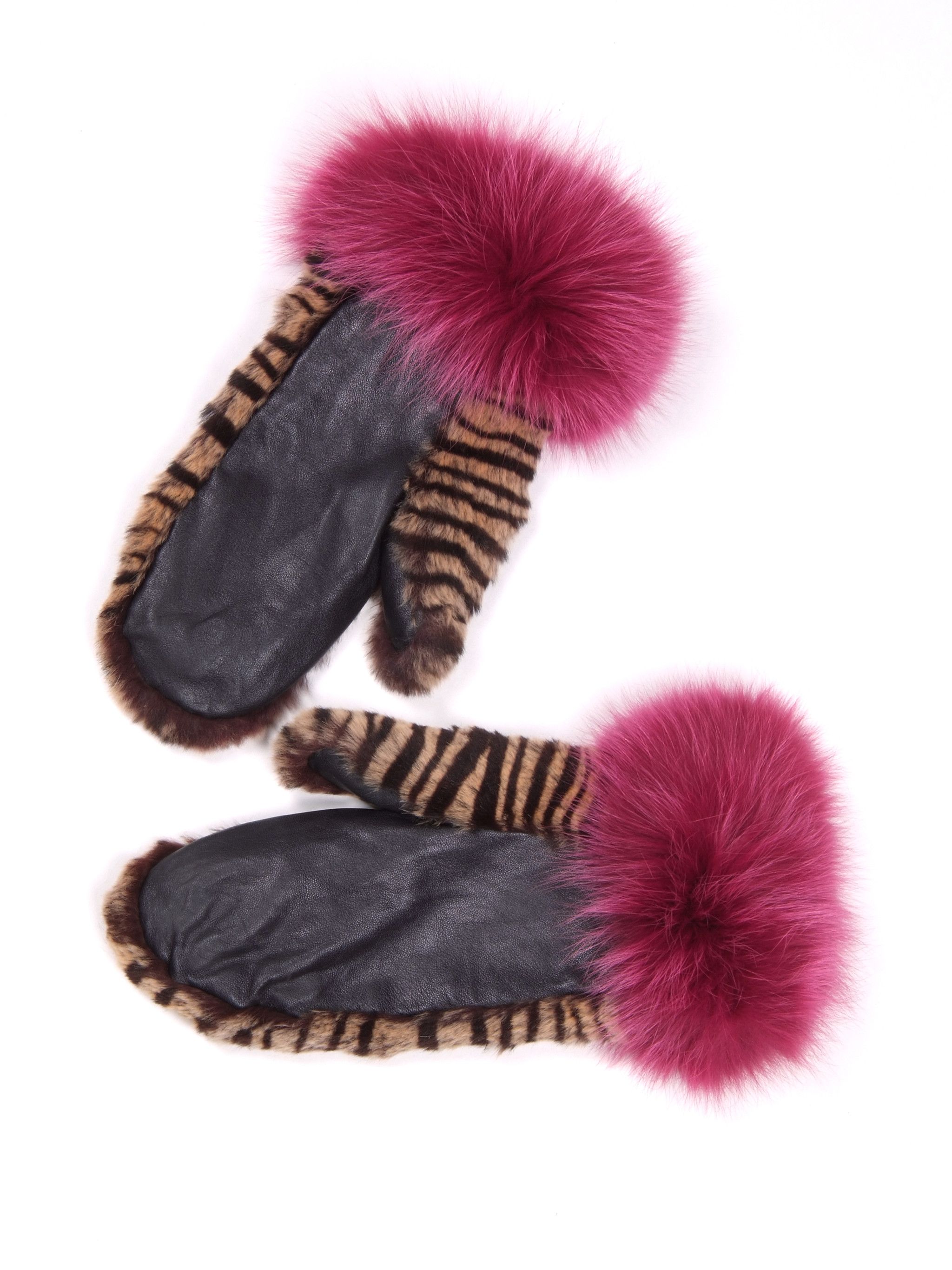 Designer × Other Amanda Christensen Fur Leather Gloves Size ONE SIZE - 2 Thumbnail