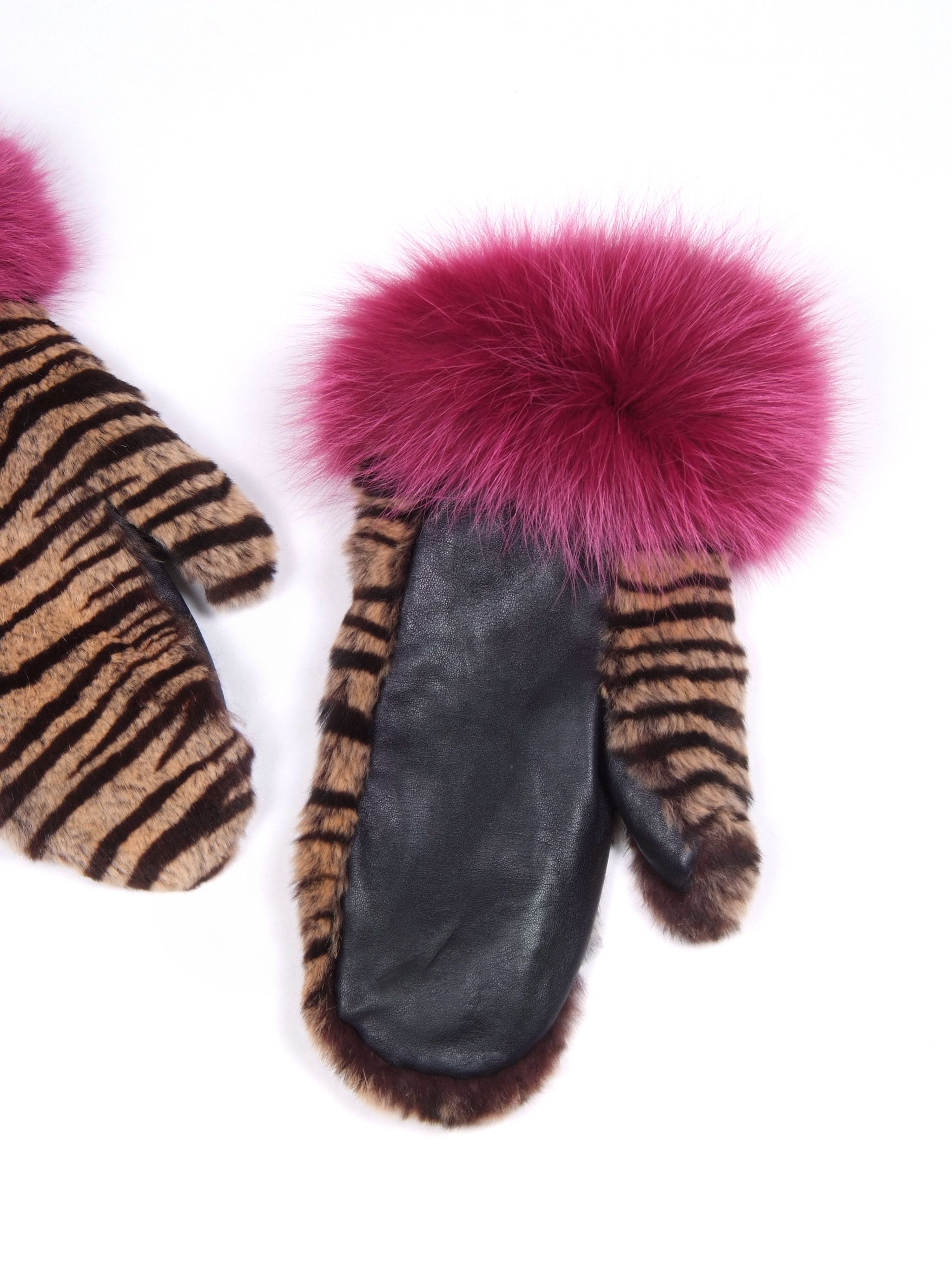 Designer × Other Amanda Christensen Fur Leather Gloves Size ONE SIZE - 4 Thumbnail