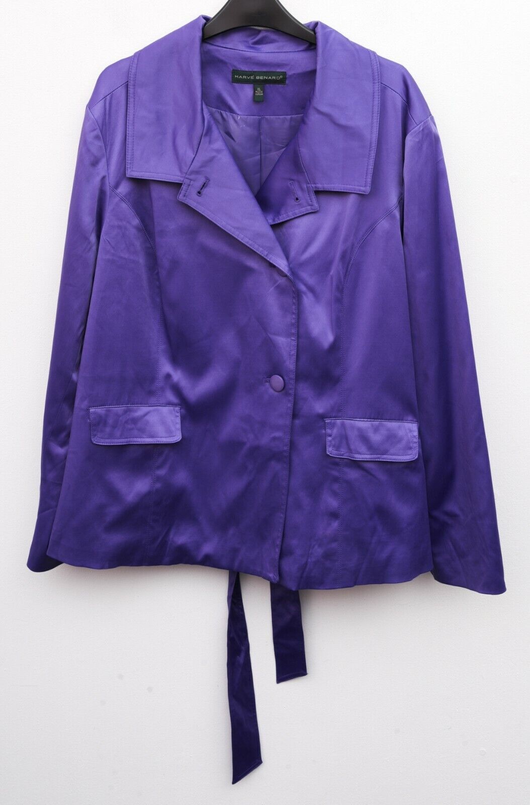 Harve Benard Women's XL Shimmer Satin Nylon look Blazer Jacket Purple Top Size XL / US 12-14 / IT 48-50 - 1 Thumbnail