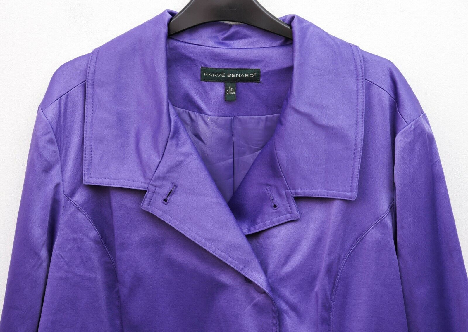 Harve Benard Women's XL Shimmer Satin Nylon look Blazer Jacket Purple Top Size XL / US 12-14 / IT 48-50 - 2 Thumbnail