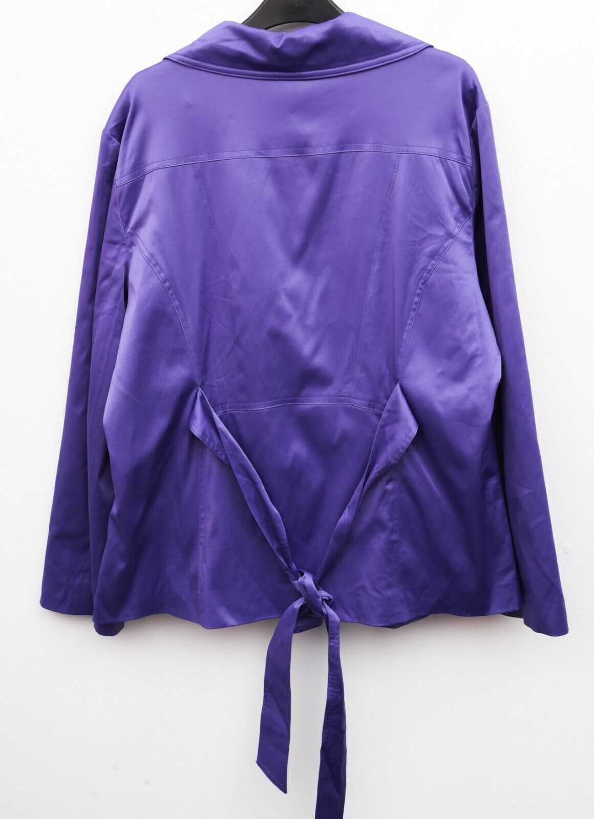 Harve Benard Women's XL Shimmer Satin Nylon look Blazer Jacket Purple Top Size XL / US 12-14 / IT 48-50 - 5 Thumbnail