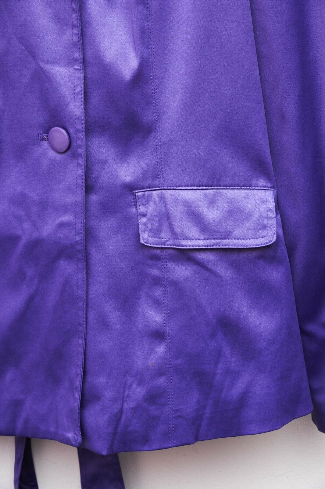 Harve Benard Women's XL Shimmer Satin Nylon look Blazer Jacket Purple Top Size XL / US 12-14 / IT 48-50 - 3 Thumbnail