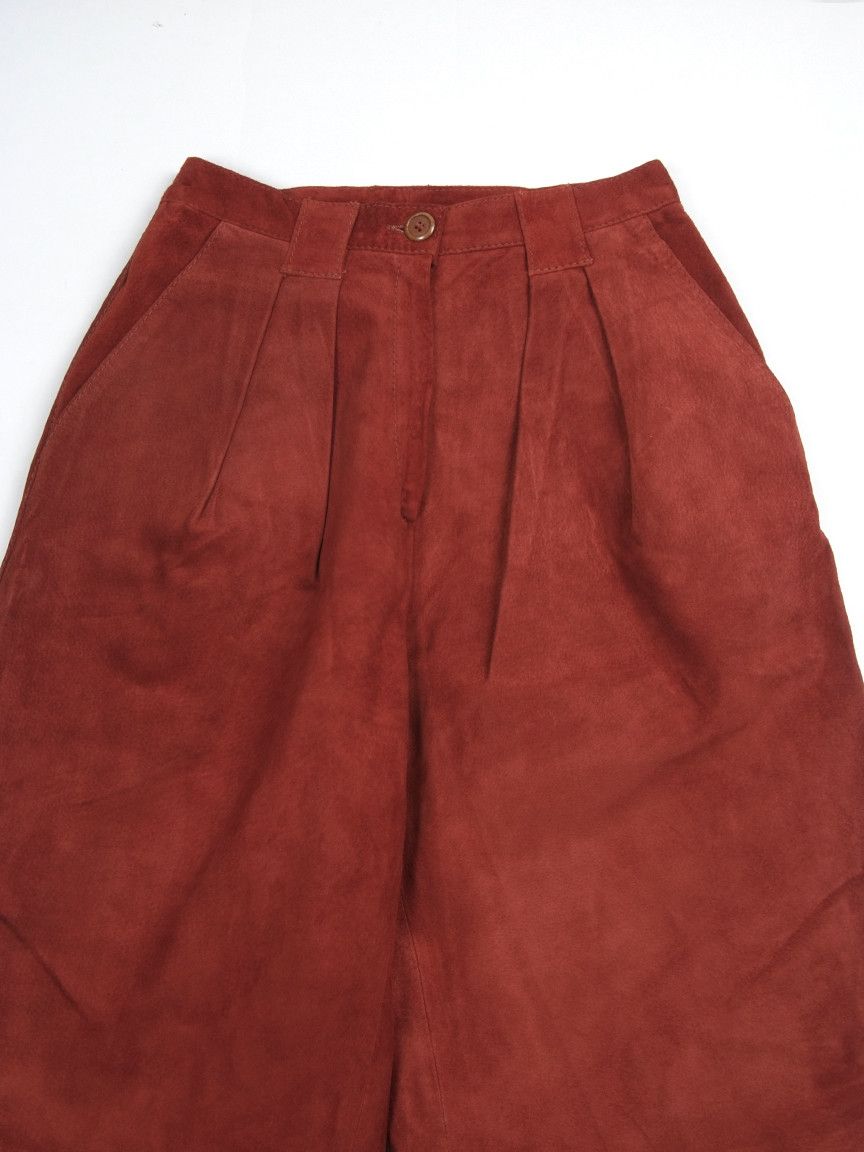 Vintage Vintage Pleated Suede High Rise Baggy Pants XS/S Size 28" / US 6 / IT 42 - 2 Thumbnail