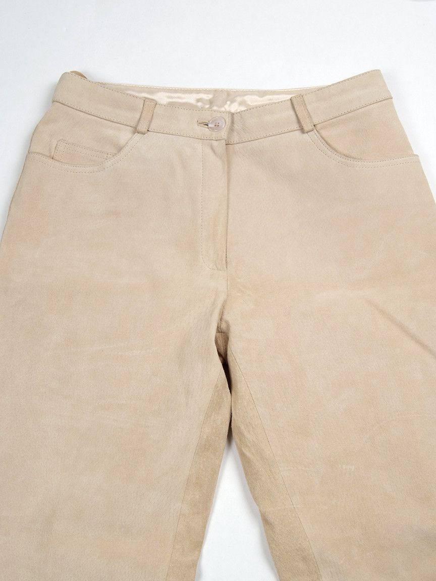 Leather × Vintage Vintage 90's Straight Leather Beige Pants Size 30" / US 8 / IT 44 - 3 Thumbnail