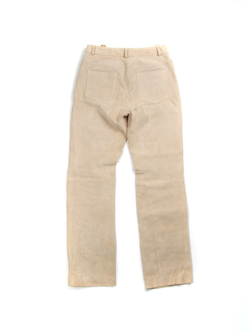 Leather × Vintage Vintage 90's Straight Leather Beige Pants Size 30" / US 8 / IT 44 - 2 Thumbnail