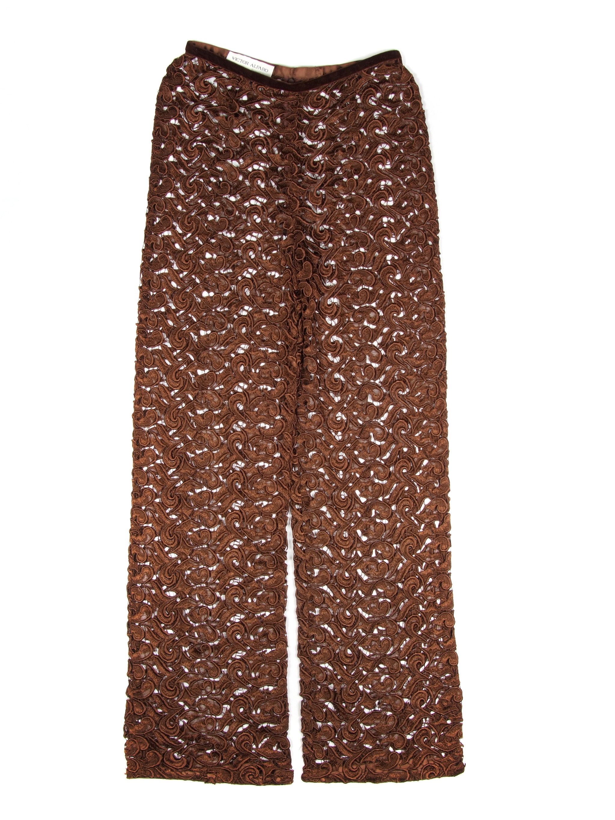 Other Victor Alfaro Vintage Lace Macrame See Through Pants Size 30" / US 8 / IT 44 - 1 Thumbnail