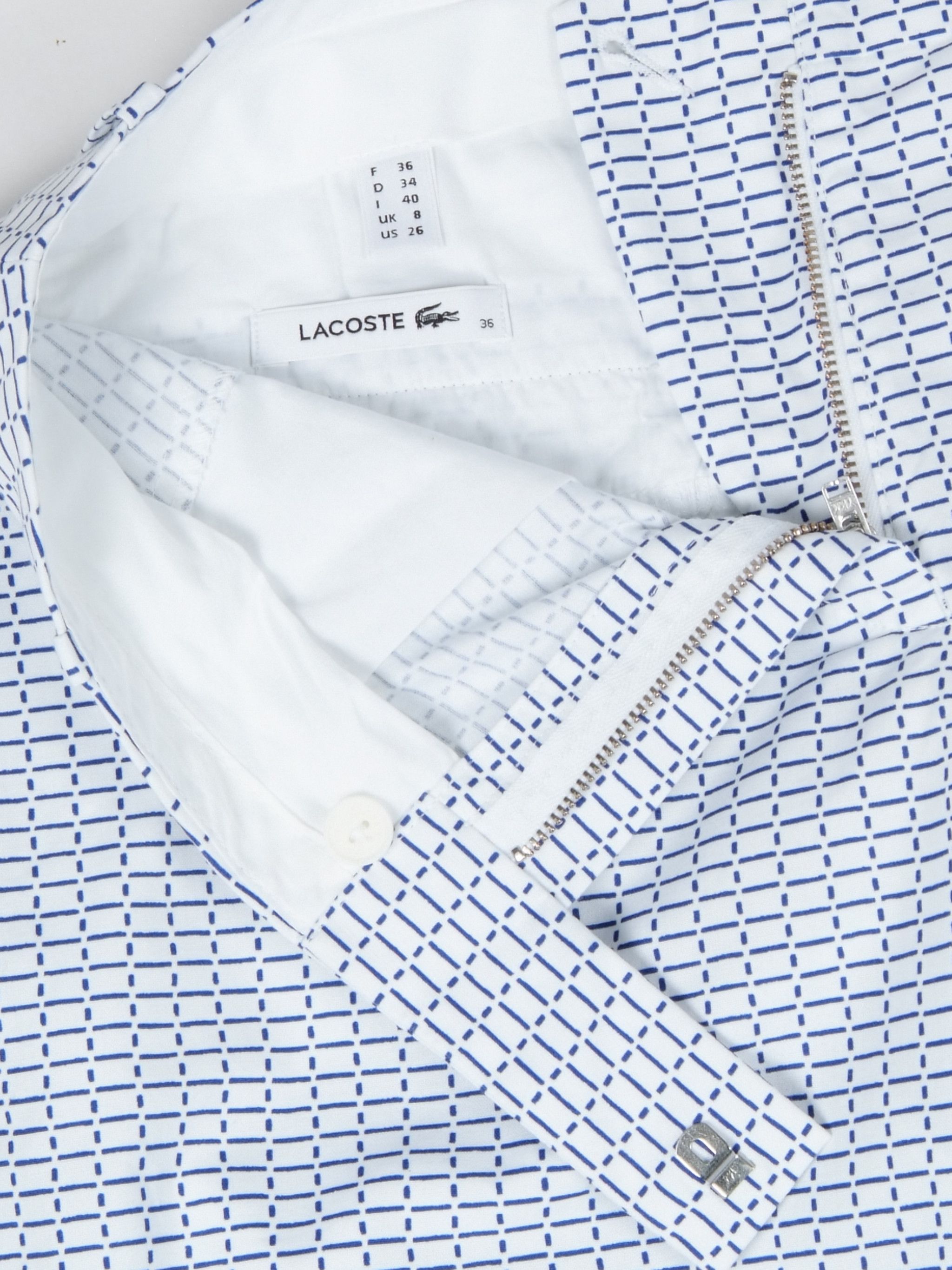 Lacoste Lacoste Cotton Chino Microprint Cropped Trousers Size 26" / US 2 / IT 38 - 4 Thumbnail