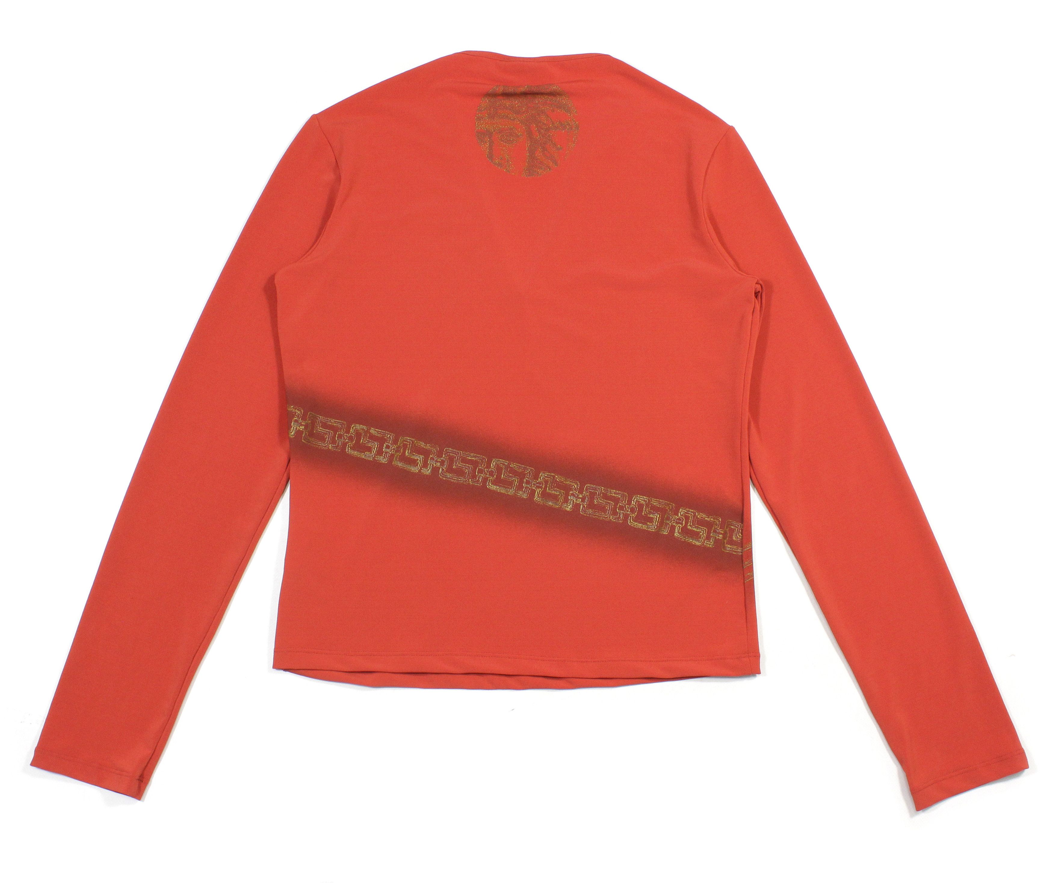 Versace Chain Medusa Stretch Longsleeve 90S Vintage Size L / US 10 / IT 46 - 2 Thumbnail