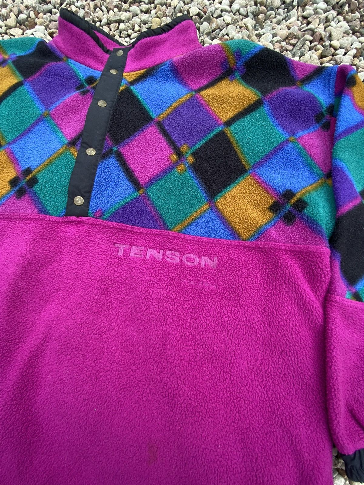 Vintage 80 - 90's TENSON Fleece Print Abstract Jacket Size US L / EU 52-54 / 3 - 2 Thumbnail