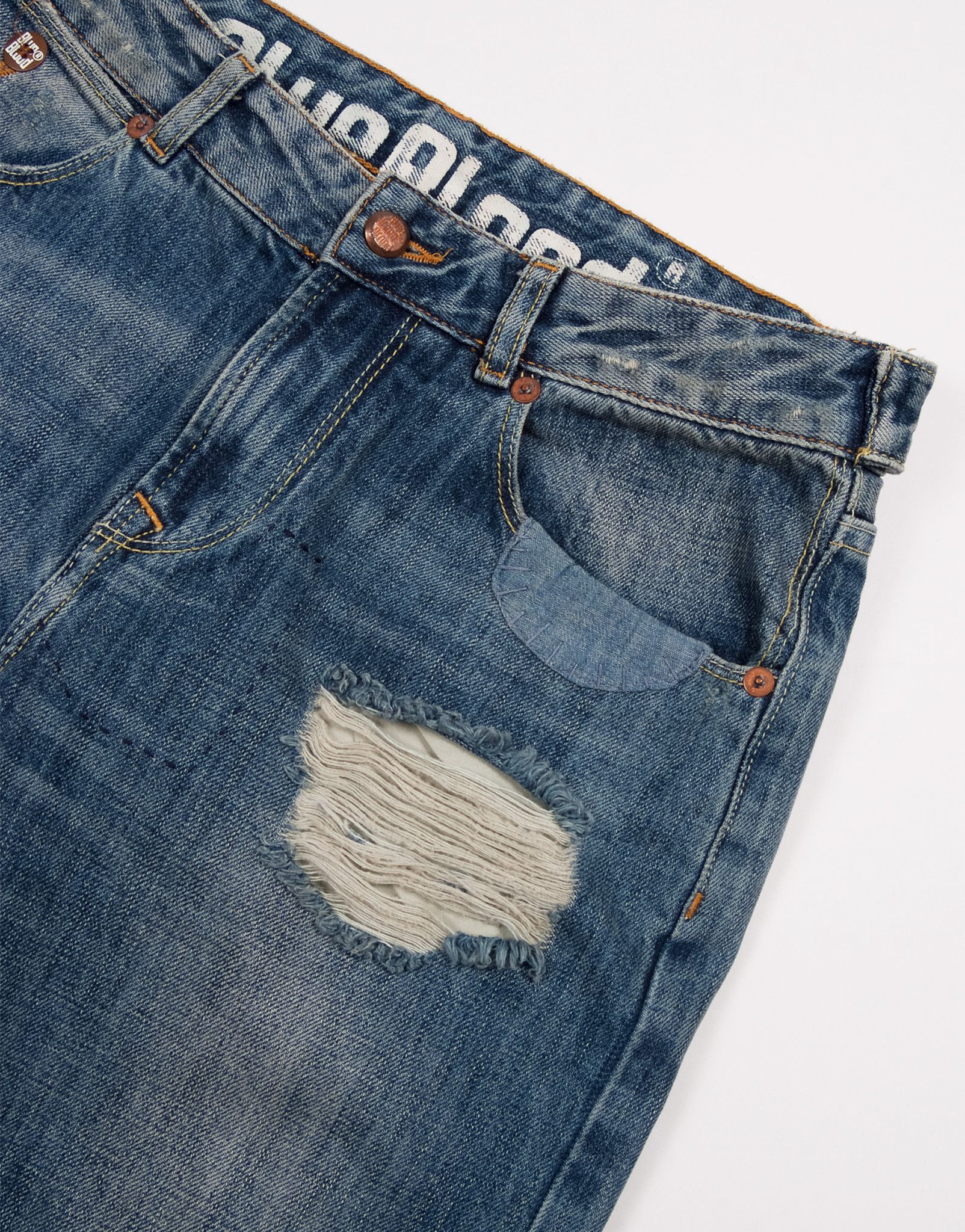 Blue Blood × Japanese Brand Blue Blood Distressed Selvedge Jeans Size 30" / US 8 / IT 44 - 6 Thumbnail