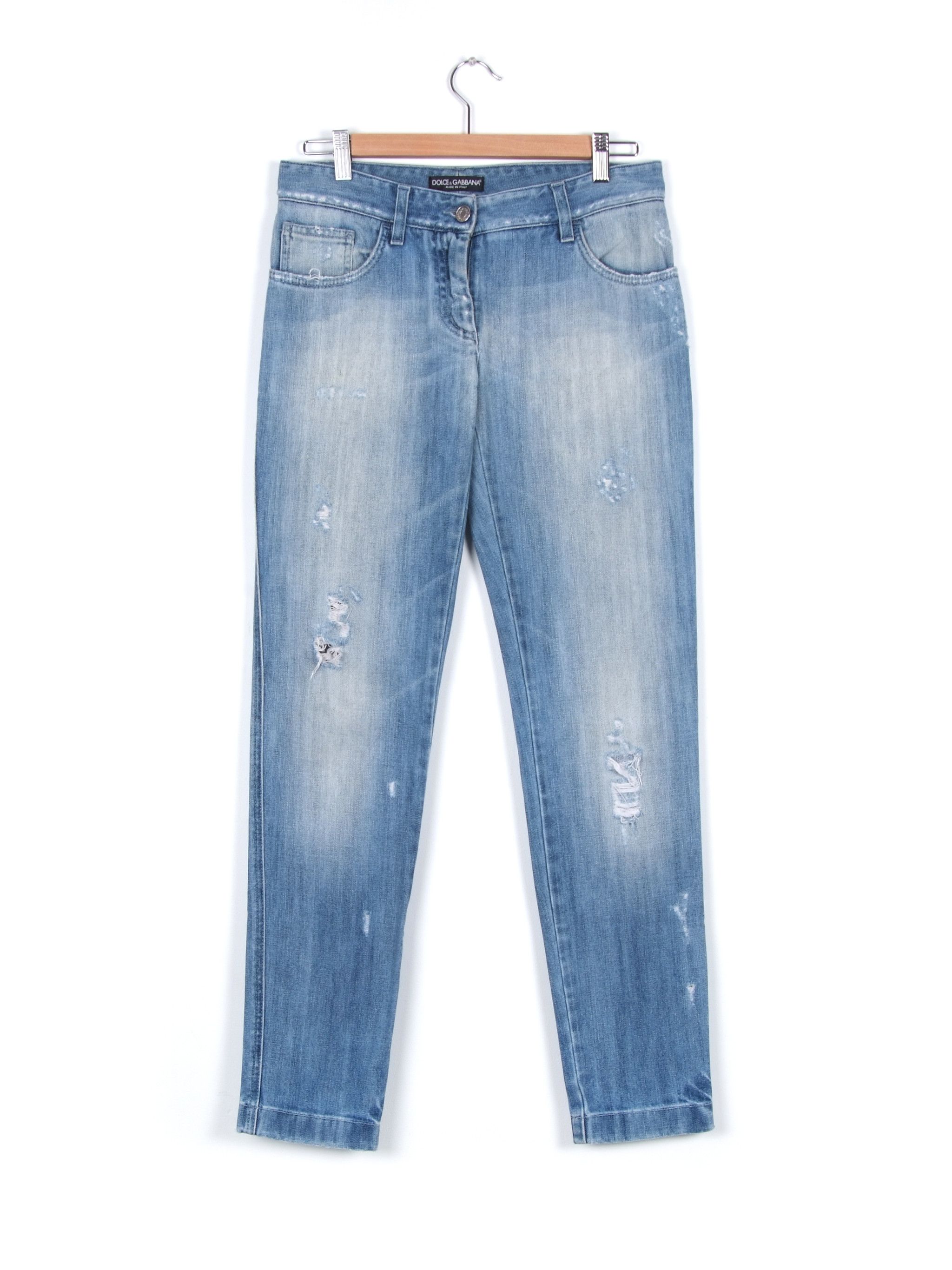 Dolce & Gabbana Dolce & Gabbana Blue Distressed Denim Jeans Size 27" / US 4 / IT 40 - 1 Thumbnail