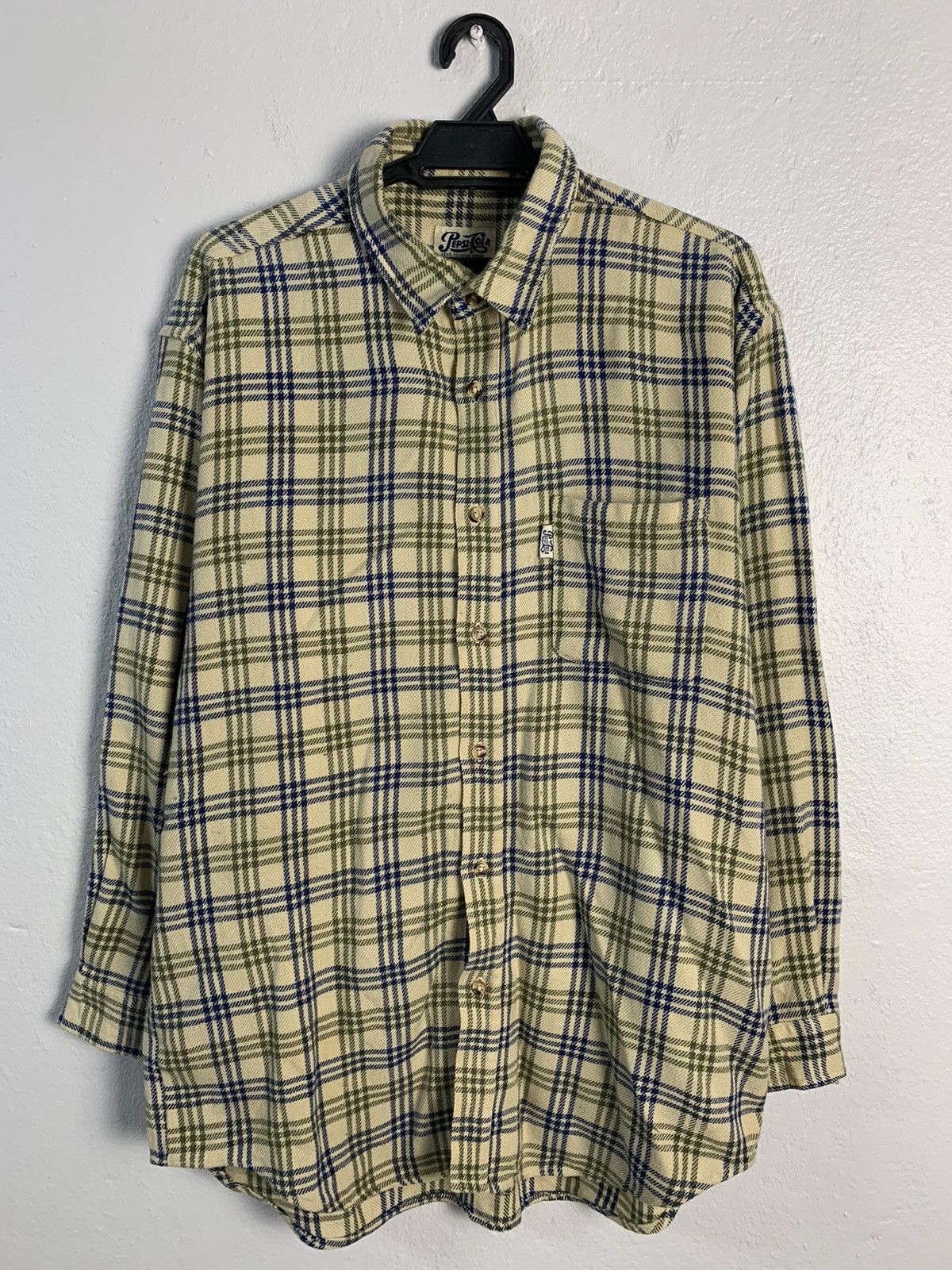 image of Pepsi Cola Checkered Shirt in Brown, Men's (Size Large)