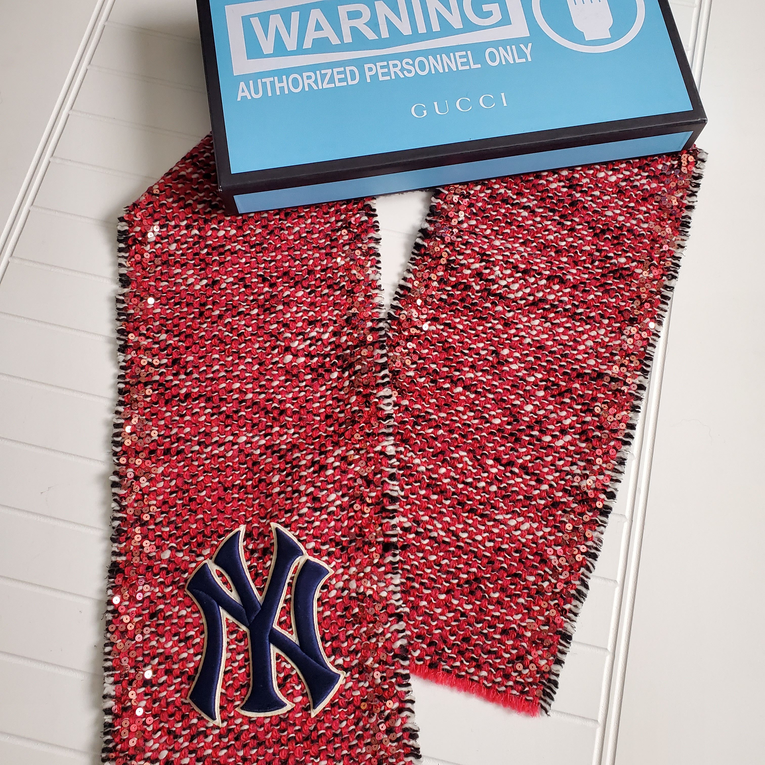 Sequined Tweed Style Logo Scarf