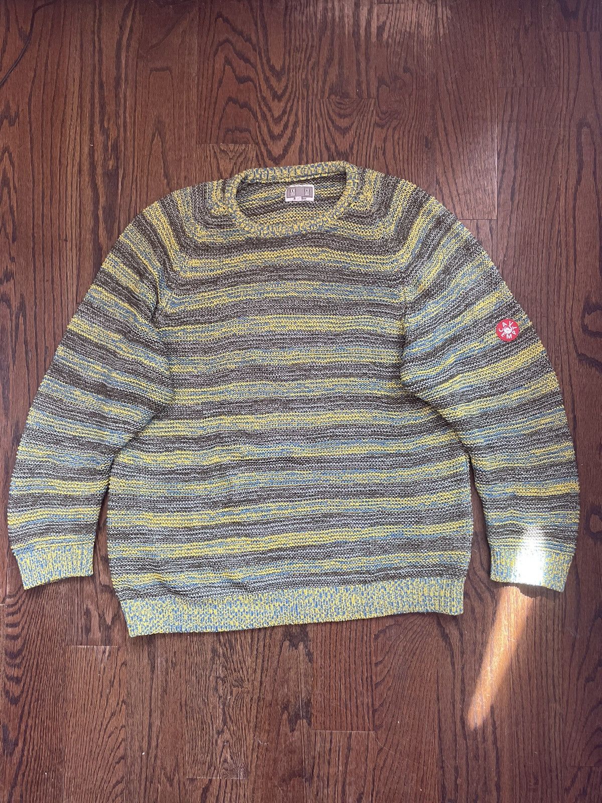 Cav Empt Cav Empt Stripe Loose Waffle Mix Knit Sweater Green | Grailed