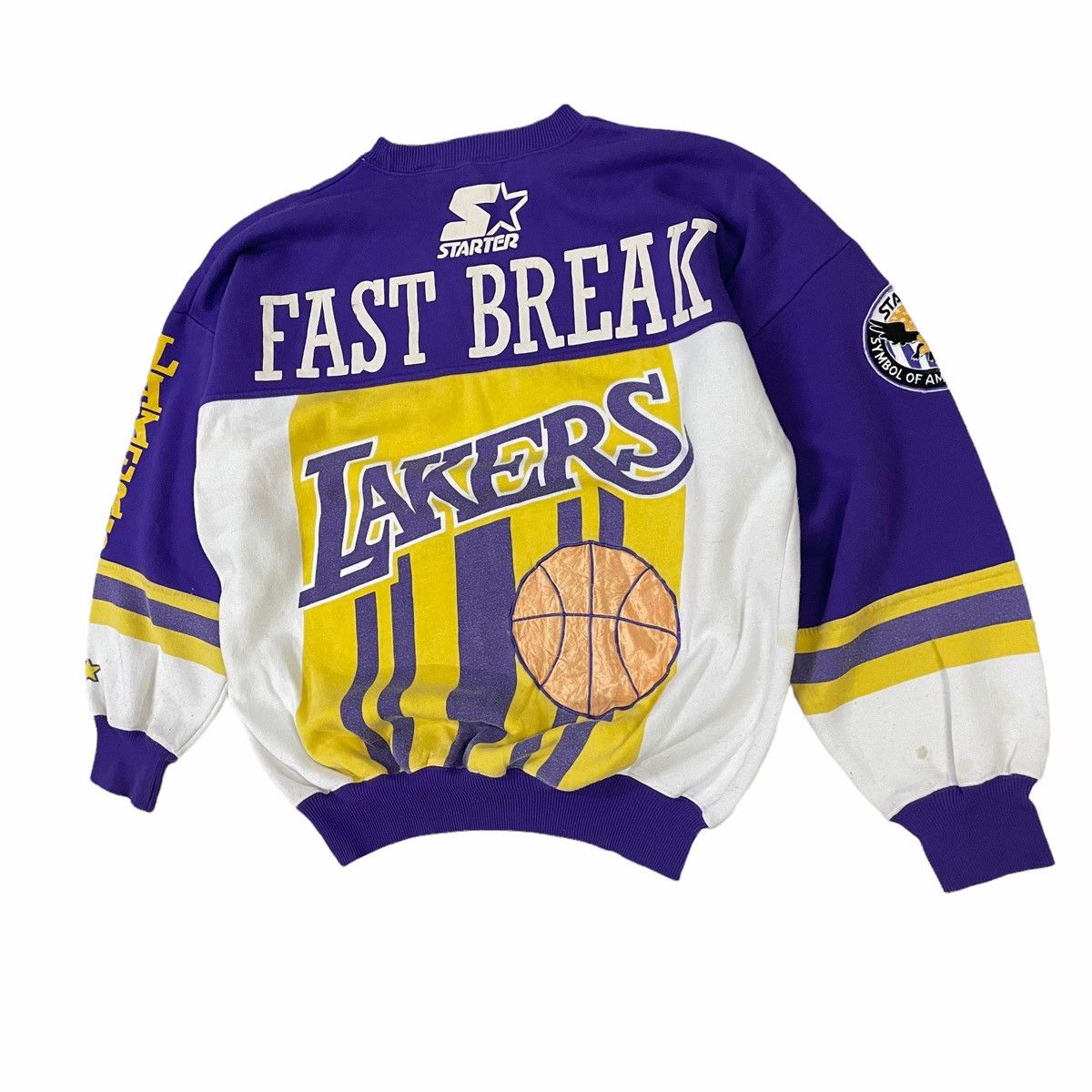 NBA × Starter RARE💥90s STARTER X LA LAKERS NBA OVERPRINT LOGO SWEATSHIRT Size US L / EU 52-54 / 3 - 8 Thumbnail
