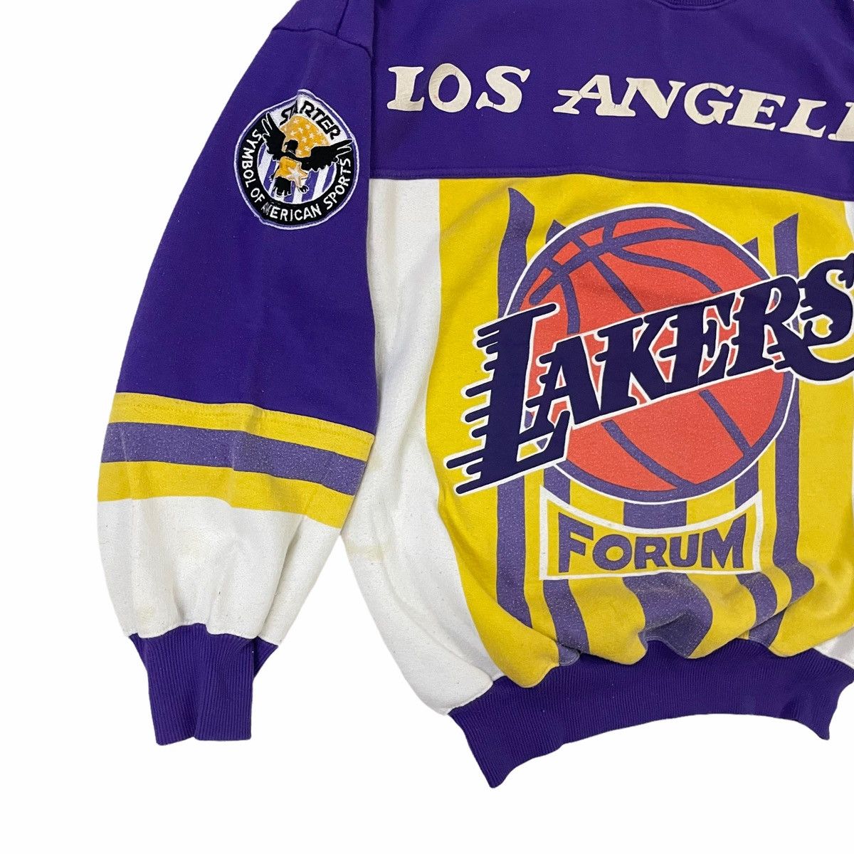 NBA × Starter RARE💥90s STARTER X LA LAKERS NBA OVERPRINT LOGO SWEATSHIRT Size US L / EU 52-54 / 3 - 5 Thumbnail