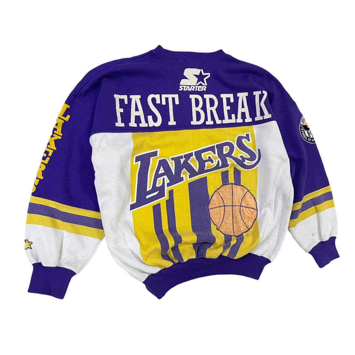 NBA × Starter RARE💥90s STARTER X LA LAKERS NBA OVERPRINT LOGO SWEATSHIRT Size US L / EU 52-54 / 3 - 9 Thumbnail