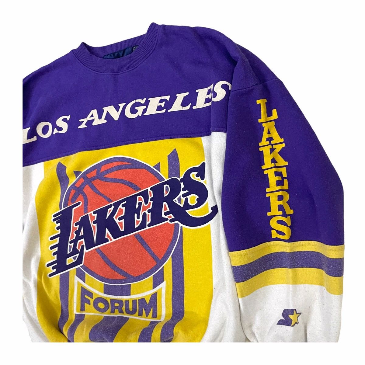 NBA × Starter RARE💥90s STARTER X LA LAKERS NBA OVERPRINT LOGO SWEATSHIRT Size US L / EU 52-54 / 3 - 4 Thumbnail