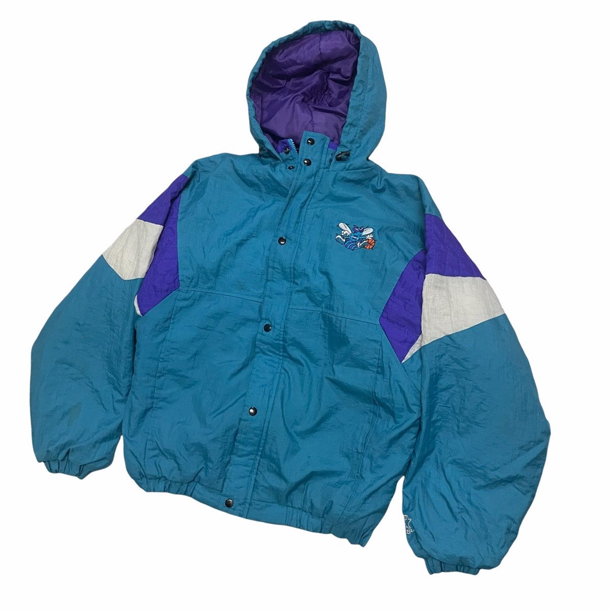 NBA × Starter × Vintage 💥 90s CHARLOTTE HORNETS NBA STARTER ZIPPER JACKET Size US XL / EU 56 / 4 - 3 Thumbnail