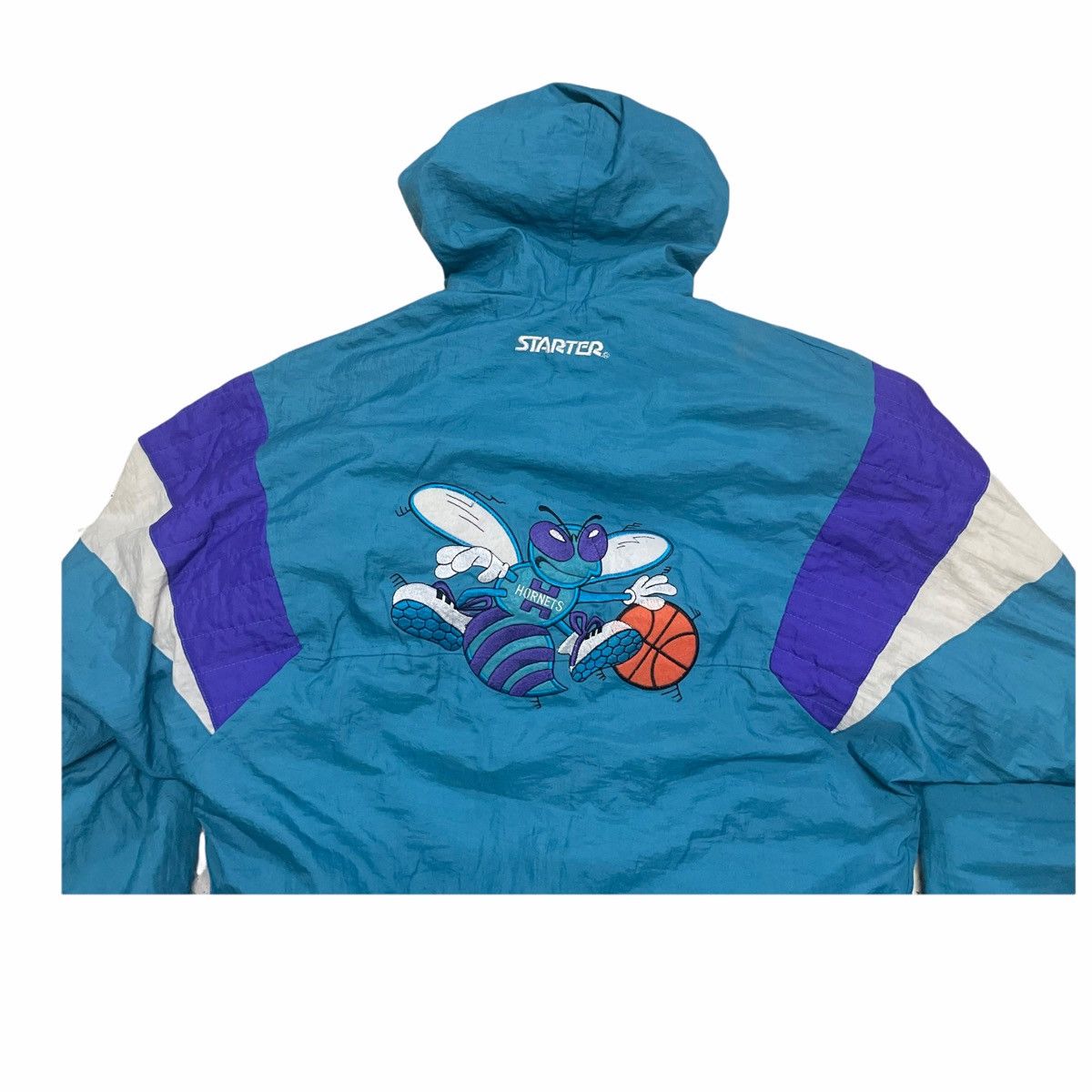 NBA × Starter × Vintage 💥 90s CHARLOTTE HORNETS NBA STARTER ZIPPER JACKET Size US XL / EU 56 / 4 - 6 Thumbnail