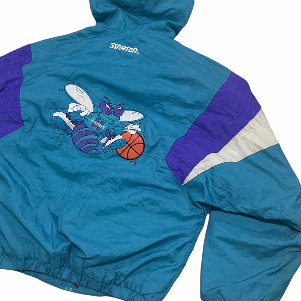 NBA × Starter × Vintage 💥 90s CHARLOTTE HORNETS NBA STARTER ZIPPER JACKET Size US XL / EU 56 / 4 - 5 Thumbnail