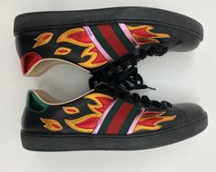 Gucci ace black on sale flames