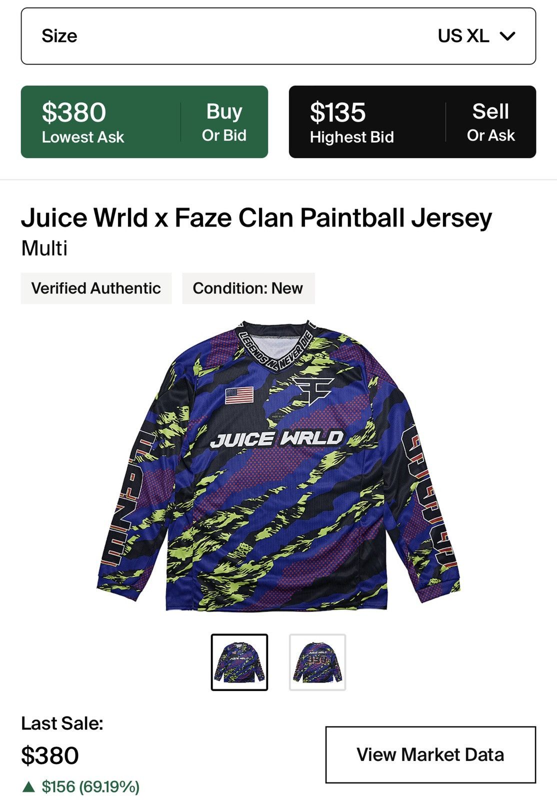 Juice Wrld x Faze Clan Paintball Jersey 2XL