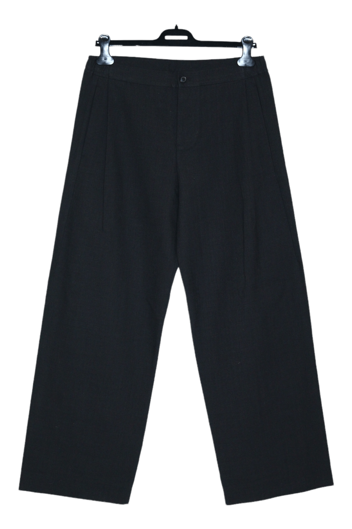 image of Stephan Schneider Pleated Relaxed Fit Flared Twill Pants in Wet Asphalt, Men's (Size 32)