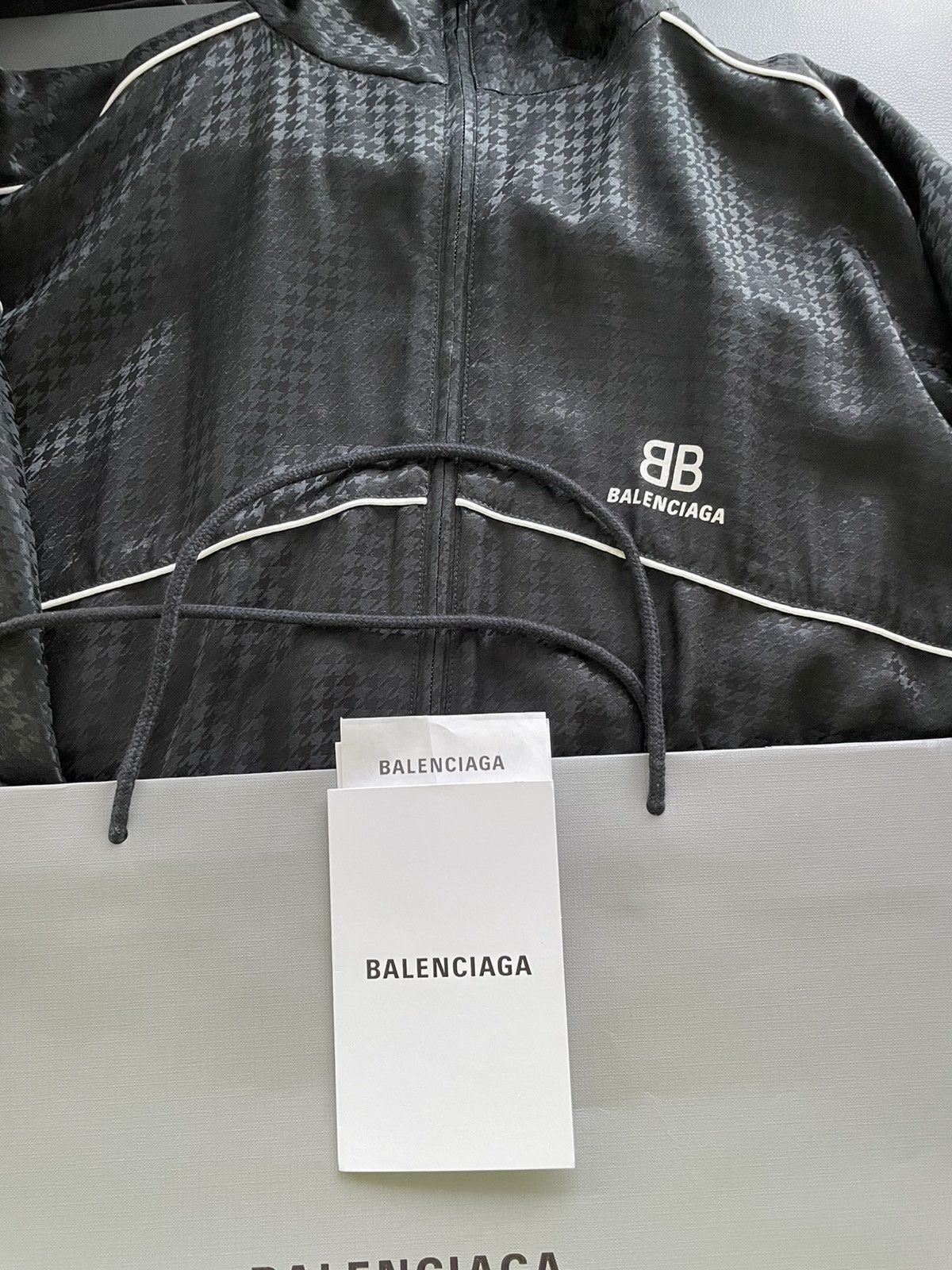 Balenciaga $2k Runway NEW Houndstooth Jacquard Windbreaker Logo Jacket Size US L / EU 52-54 / 3 - 16 Thumbnail