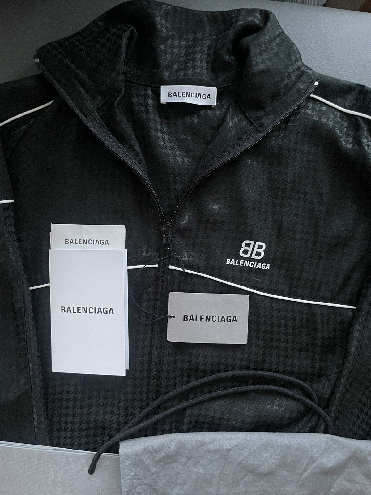 Balenciaga $2k Runway NEW Houndstooth Jacquard Windbreaker Logo Jacket Size US L / EU 52-54 / 3 - 5 Thumbnail