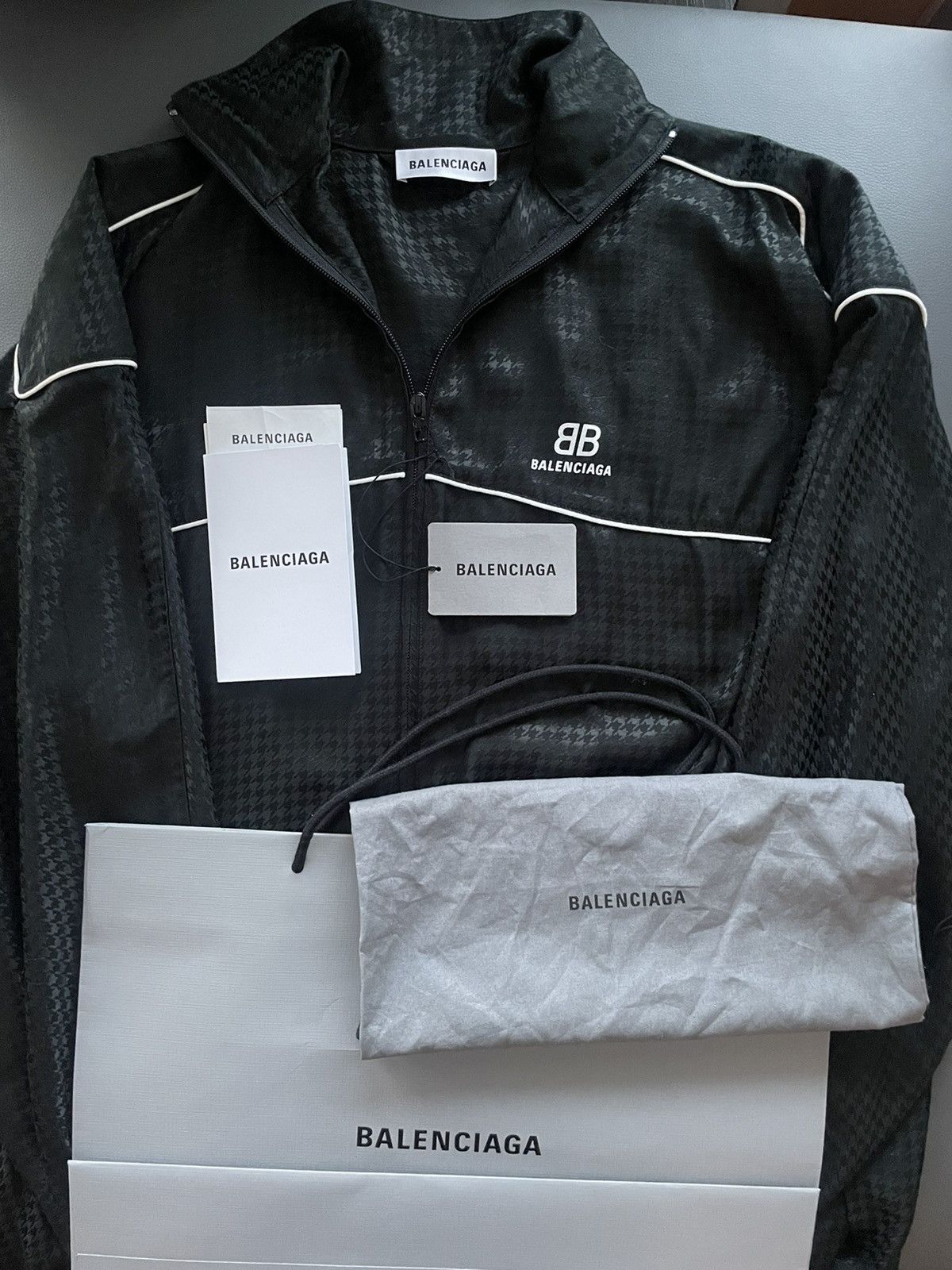 $2k Runway NEW Houndstooth Jacquard Windbreaker Logo Jacket
