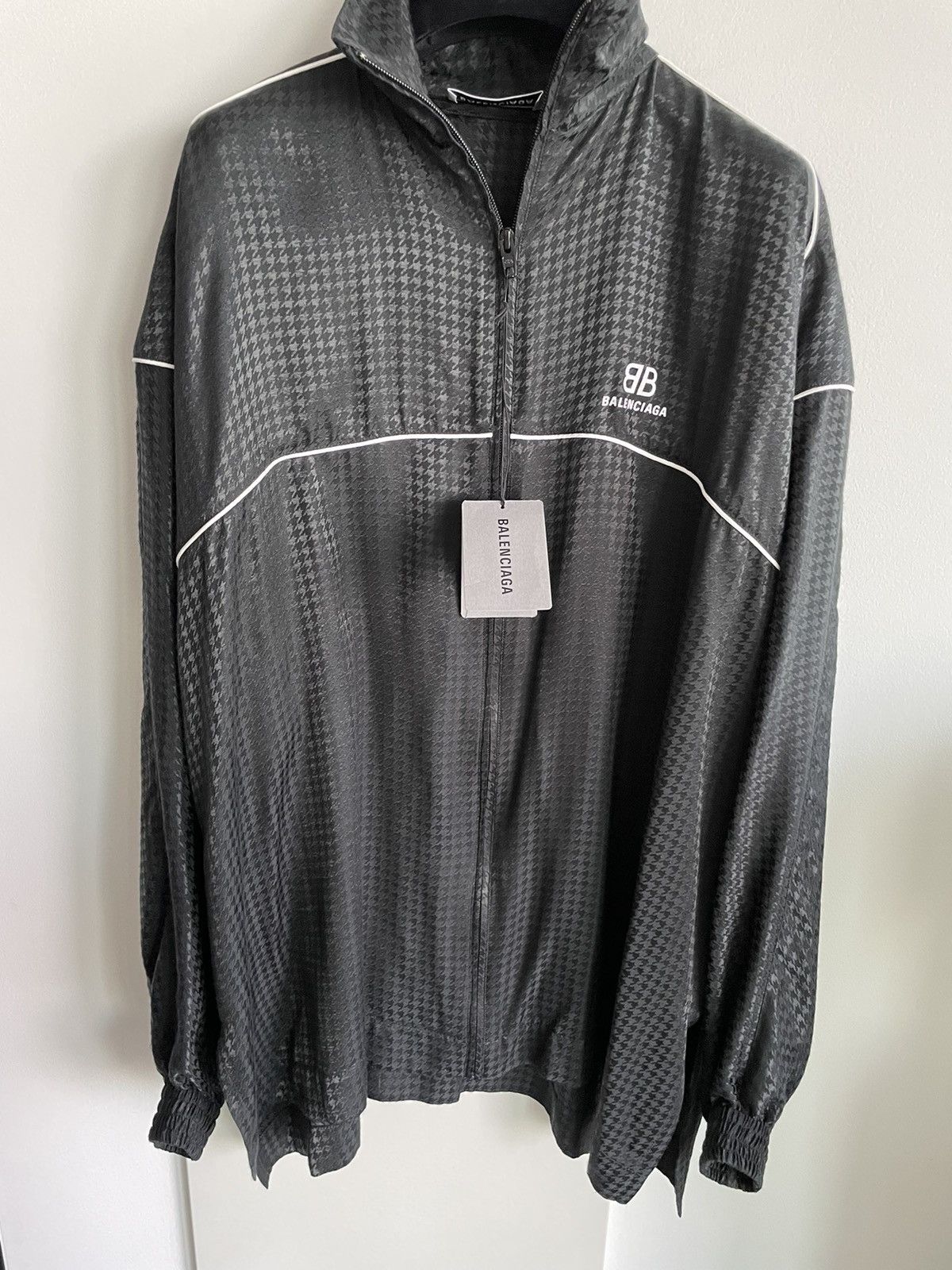 Balenciaga $2k Runway NEW Houndstooth Jacquard Windbreaker Logo Jacket Size US L / EU 52-54 / 3 - 13 Thumbnail