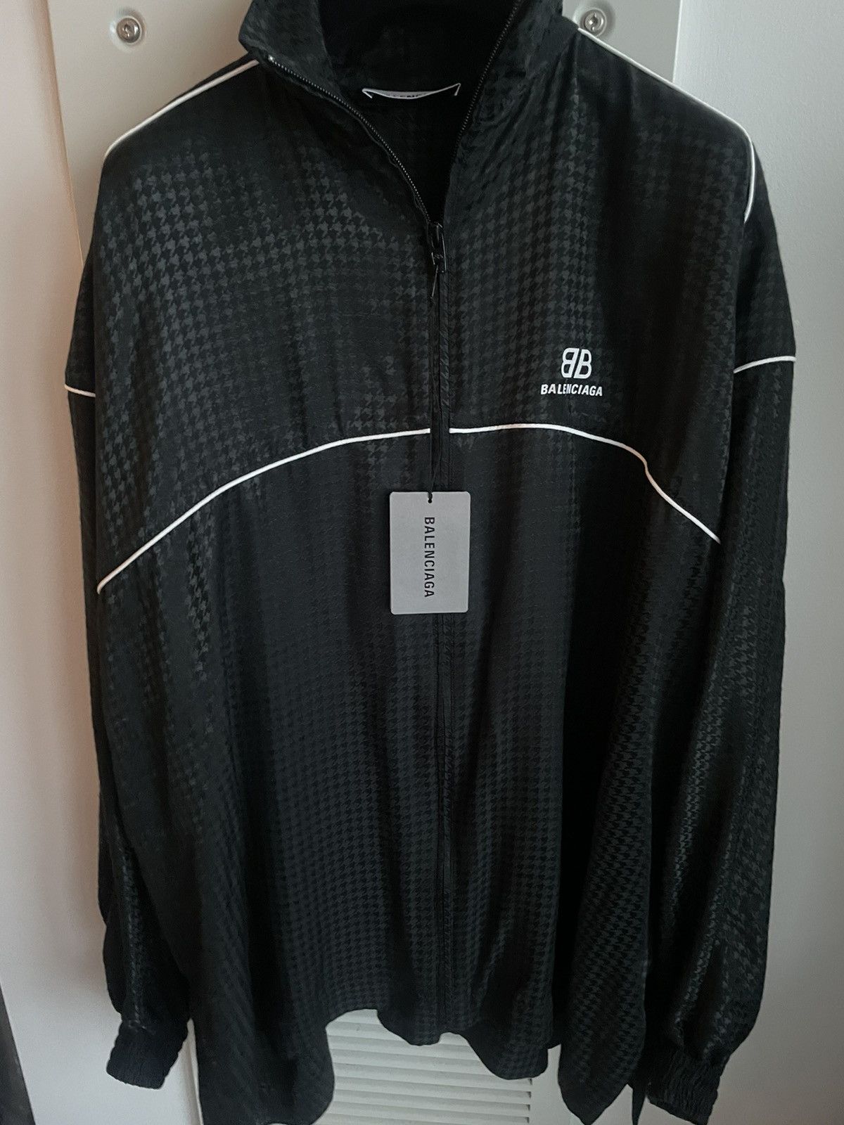 Balenciaga $2k Runway NEW Houndstooth Jacquard Windbreaker Logo Jacket Size US L / EU 52-54 / 3 - 25 Thumbnail