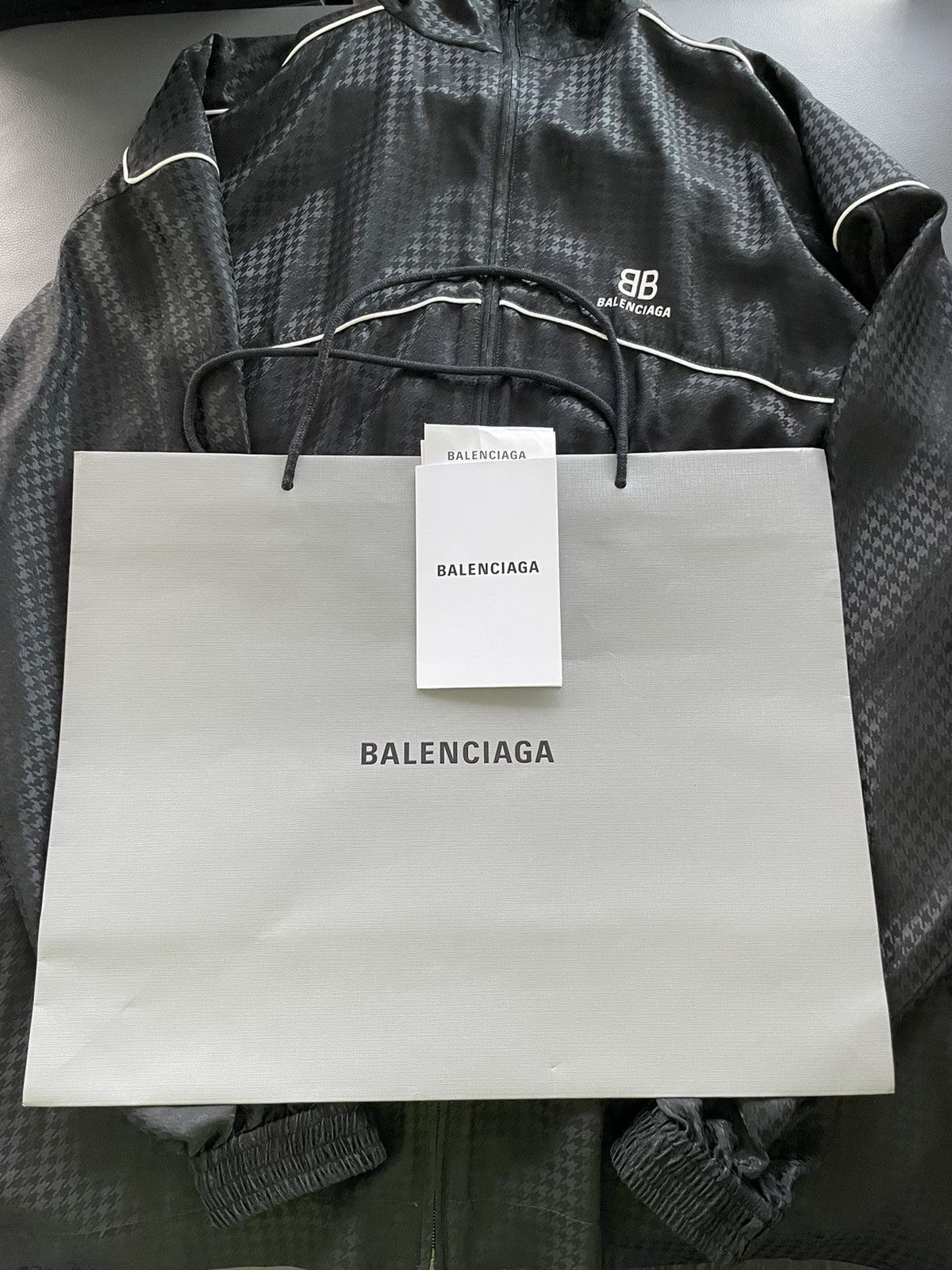 Balenciaga $2k Runway NEW Houndstooth Jacquard Windbreaker Logo Jacket Size US L / EU 52-54 / 3 - 11 Thumbnail
